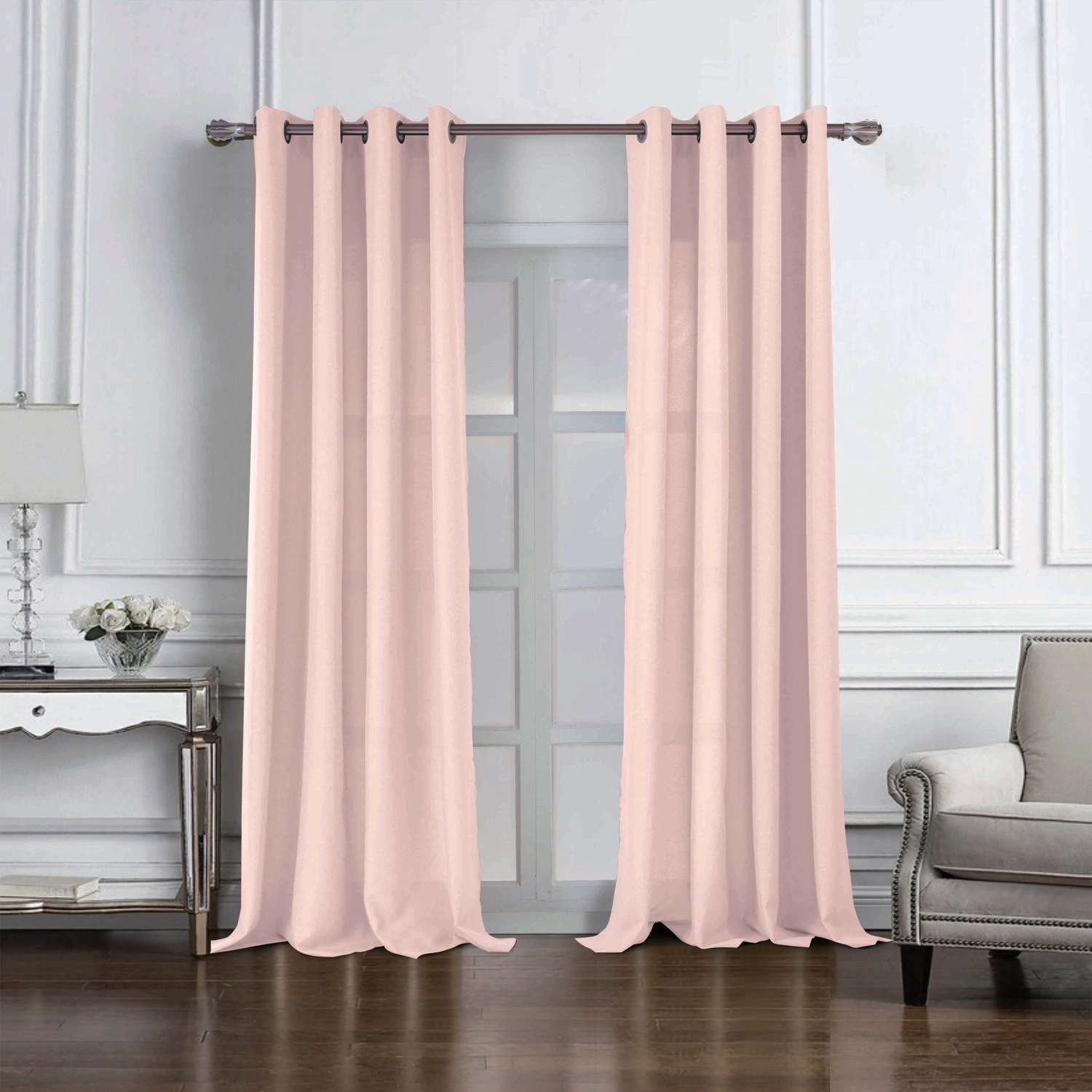 RT Designers Cole Te x tured Grommet Room Darkening Curtain Panel 54 x 84 Peach