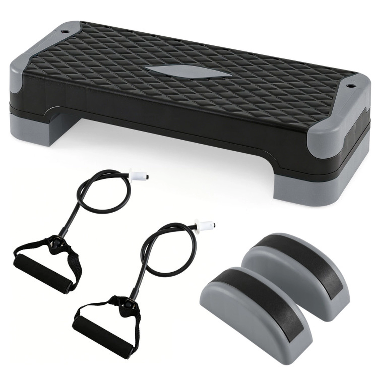 SUGIFT 3-in-1 Aerobic Step Platform Ab Trainer Set with Risers and Balance Trainers 660-lb Static 550-lb Dynamic