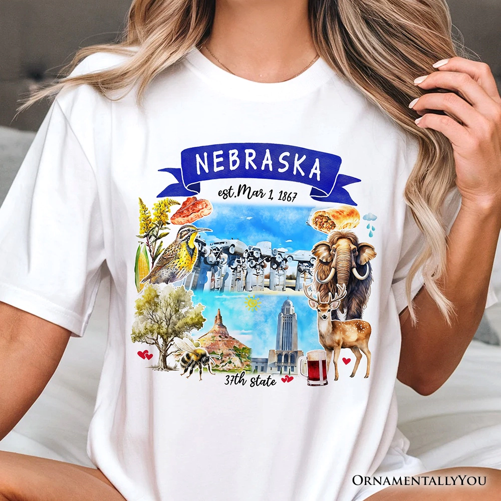 OrnamentallyYou Unisex Artistic Nebraska State Themes And Landmarks T-Shirt