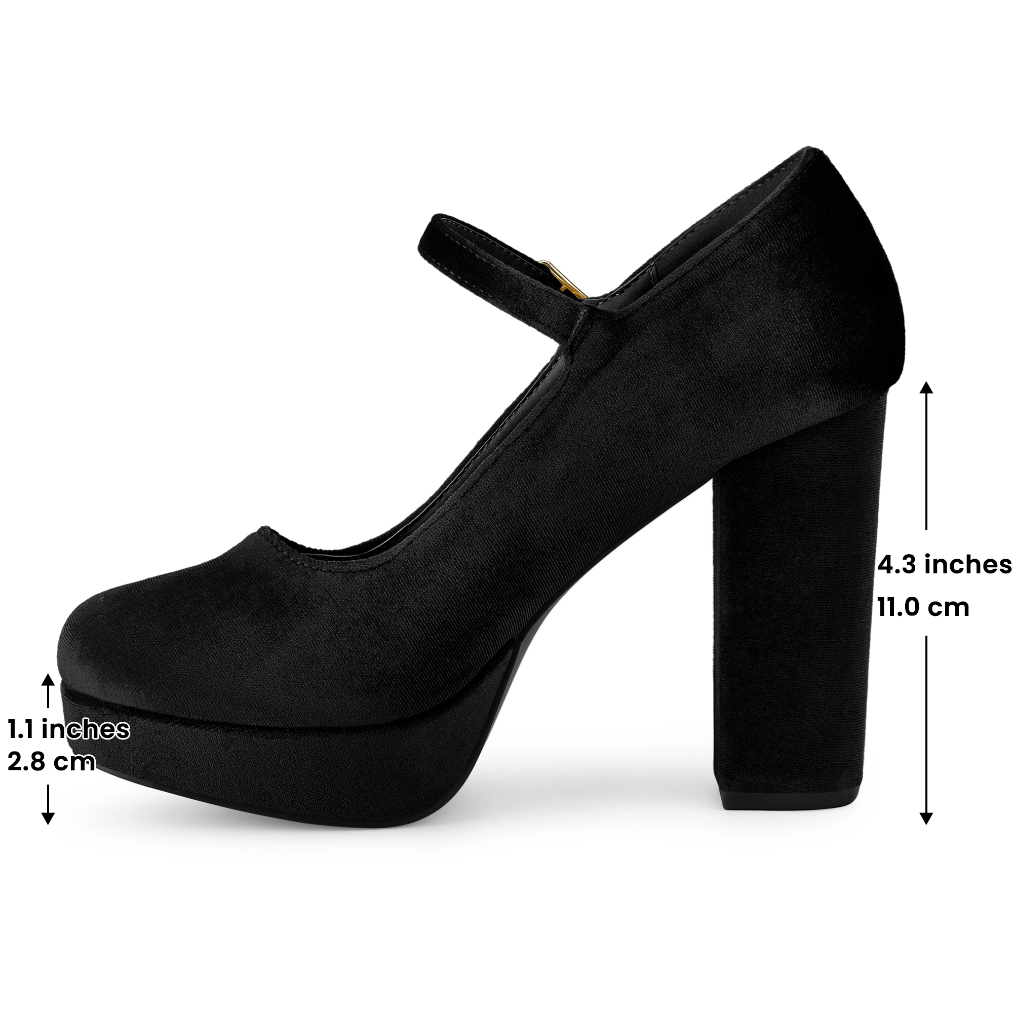 BLISSFUL STEP Women's Platform Chunky Heels Mary Janes Pumps