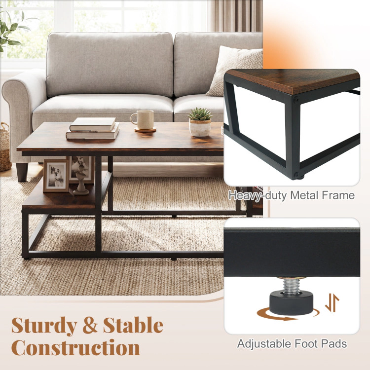 Hivvago 43" Rectangle Coffee Table With Storage And Open Shelves