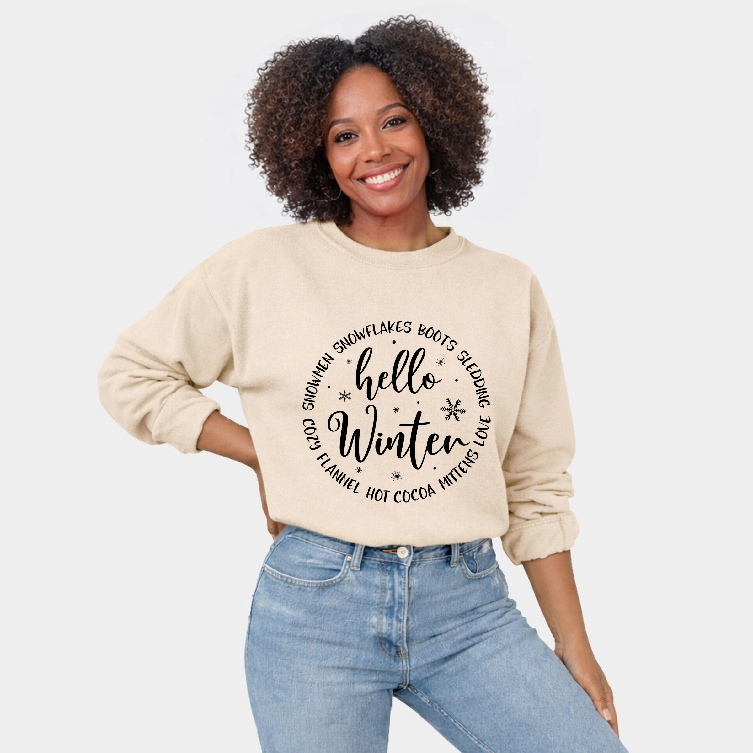 Simply Sage Market - Hello Winter Circle  Women's Graphic Sweatshirt