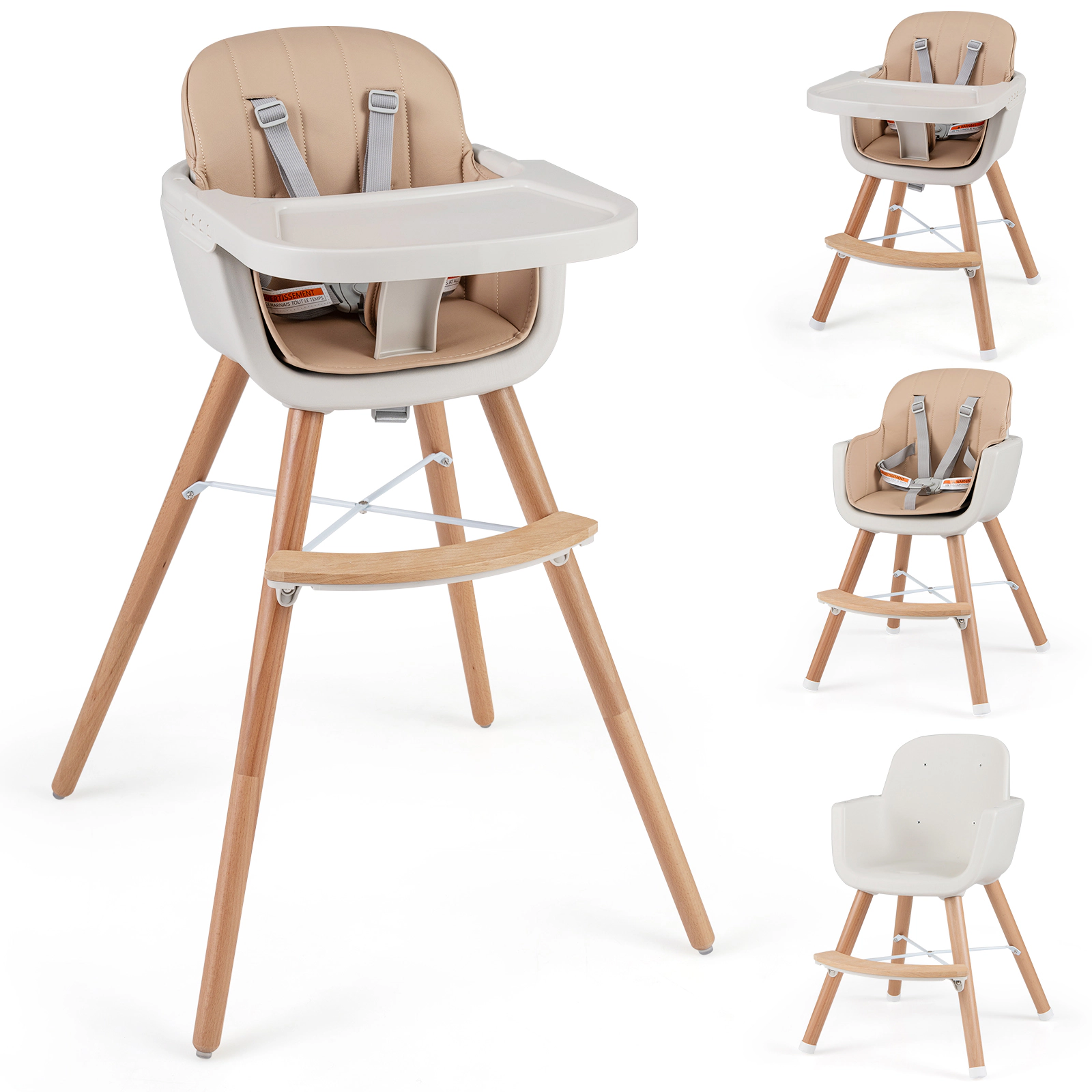 SlickBlue Convertible Baby High Chair with Removable Cushion