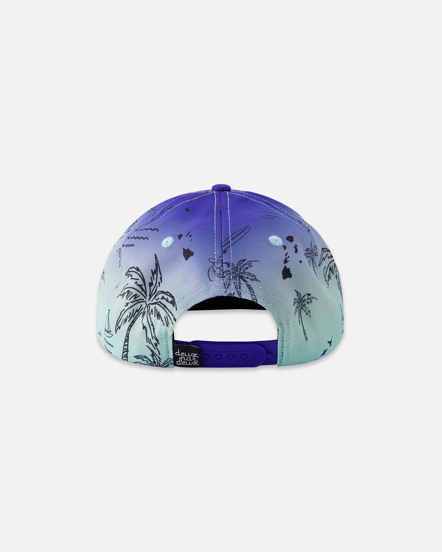 Deux par Boys Beach Print Contrast Brim Logo Patch Cap