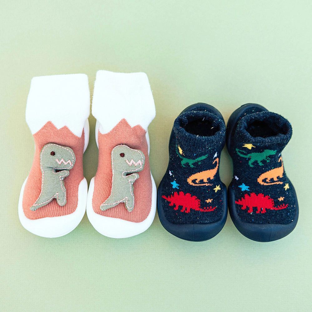 Komuello Toddler Boy First Walk Sock Shoes Dinos