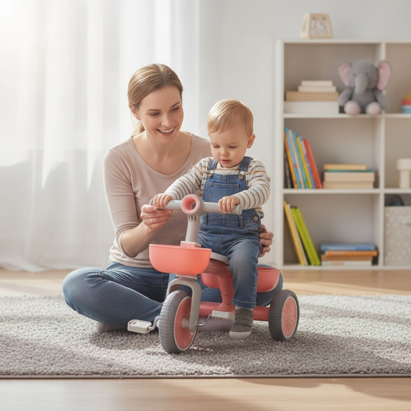 Kids Tricycle with 13-in Low Seat Solid EVA Wheels and Push-Button Pedal Removal for Ages 2-4 Balance Bike Conversion