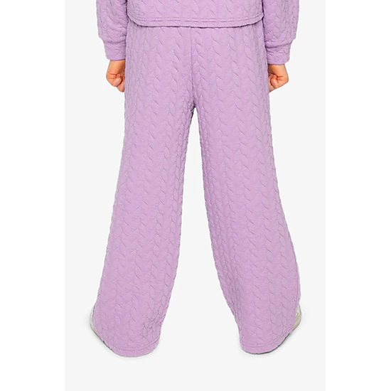 Deux par Deux Girls Quilted Diamond Jacquard Wide Leg Pants