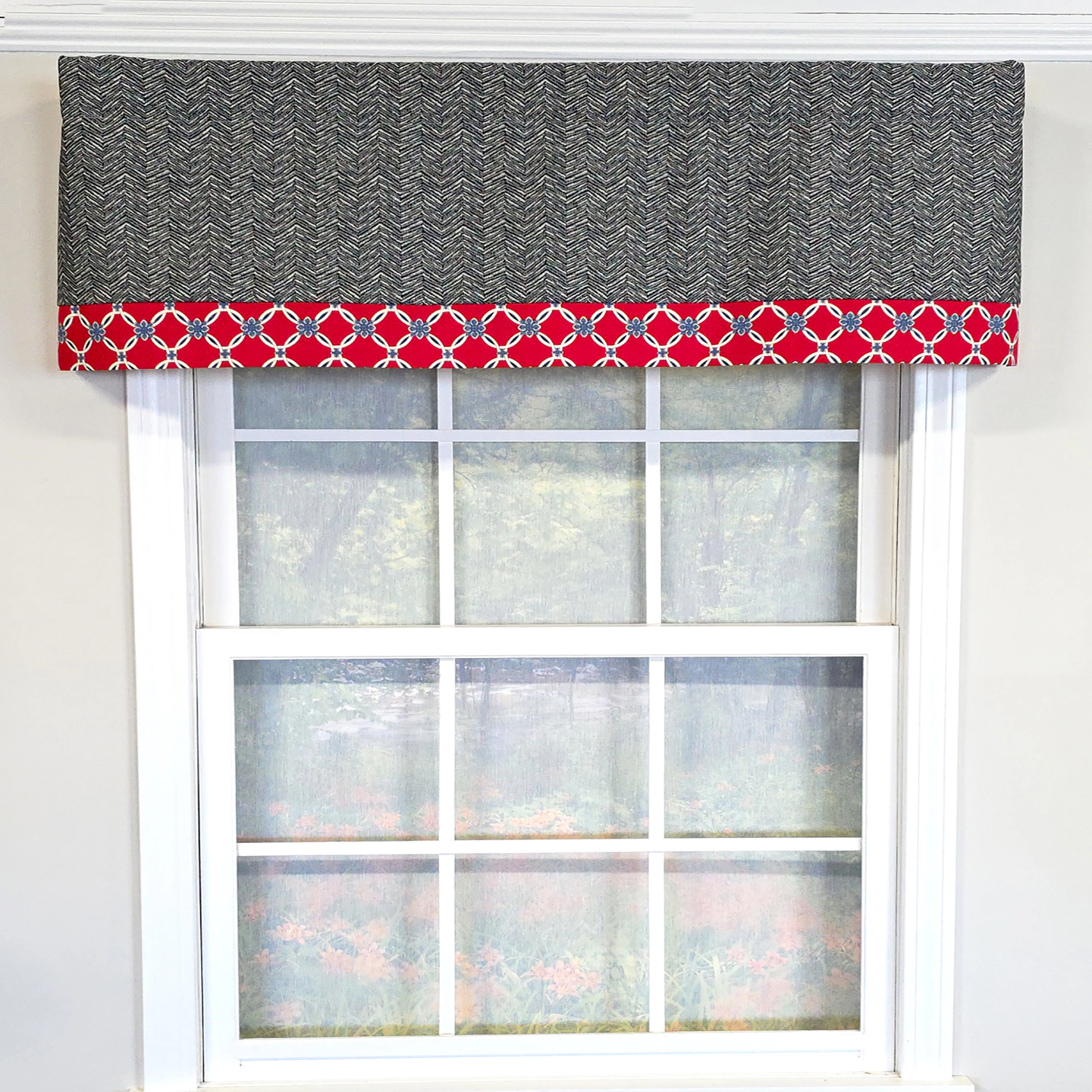 RLF Home 100% Cotton Brazil Banded  Fully lined Windows Rod Pocket Valance 50" x 16"  Red