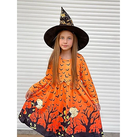 Arshiner Girls Long Sleeve Dress A line Twirly Skater Casual Bow Tie Dress