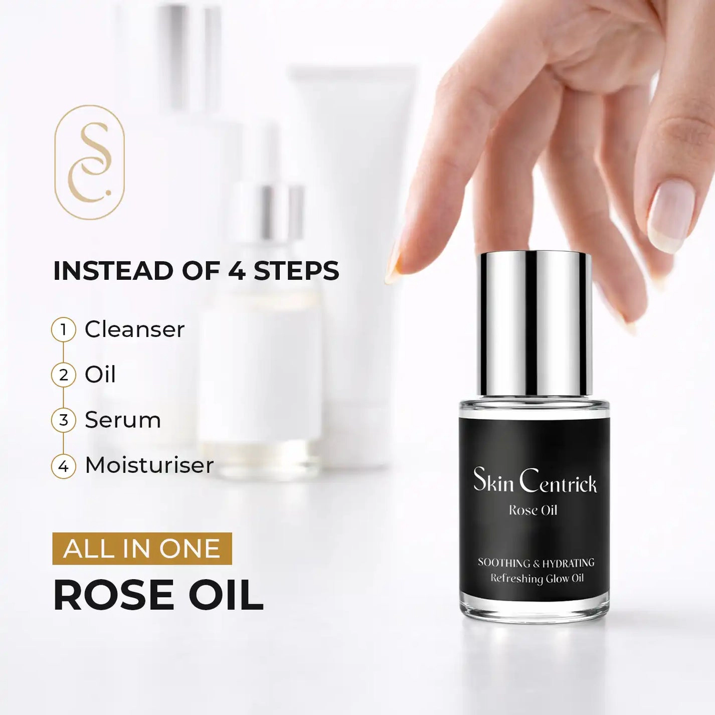 Skin Centrick | Rose Face Oil | Radiance Boosting | Rose & Argan Oils | Dull-Looking Skin | 30 ml
