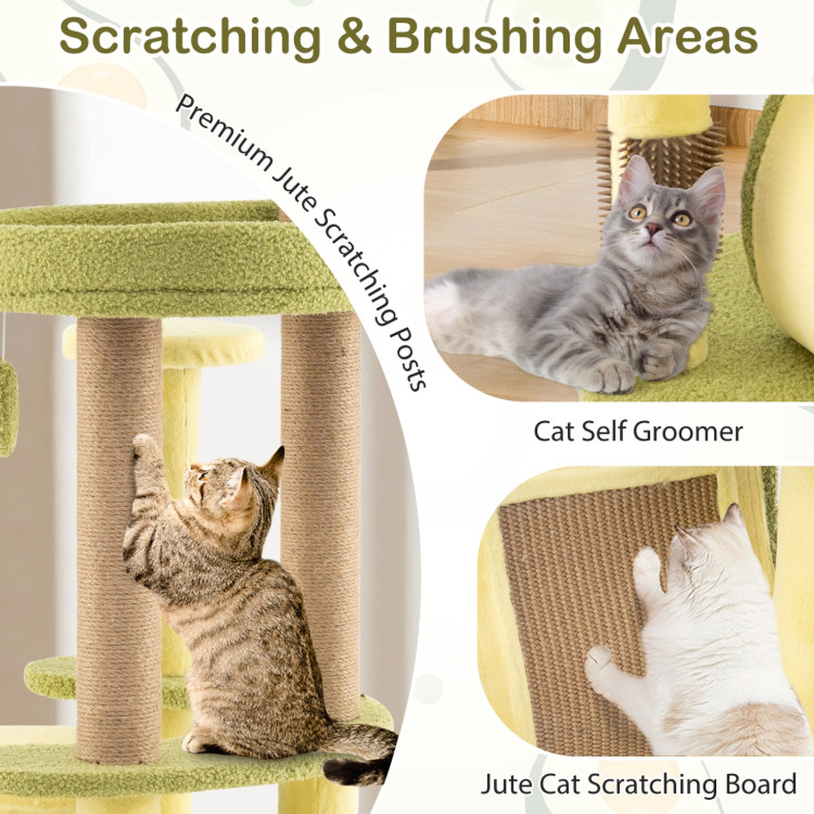 SUGIFT 49-in Freestanding Avocado Cat Tree Tower with 18.5-in Platform 15-in Top Perch and Private Condo