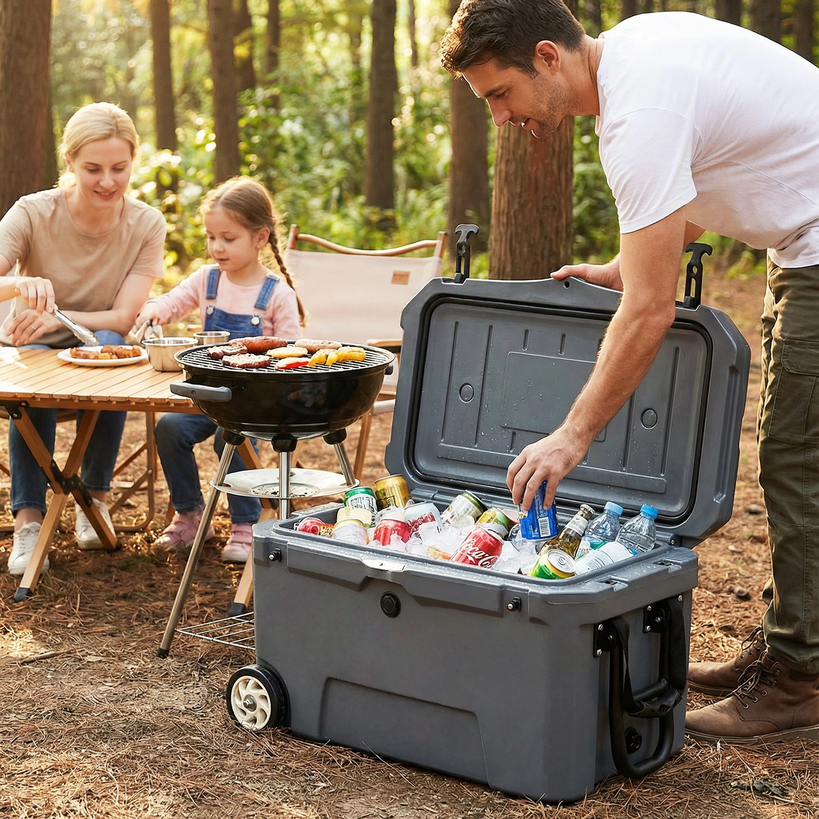 SUGIFT 52-qt 440-lb Capacity Insulated Hard Cooler with Wheels Built-in Ruler and 6-Day Ice Retention