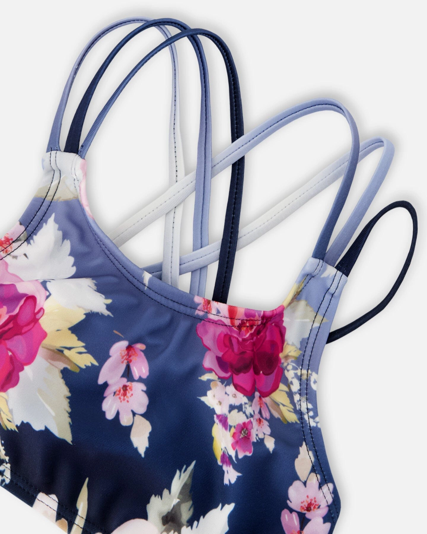 Deux par Girls Rose Print Top and Bottom Two-Piece Swimsuit