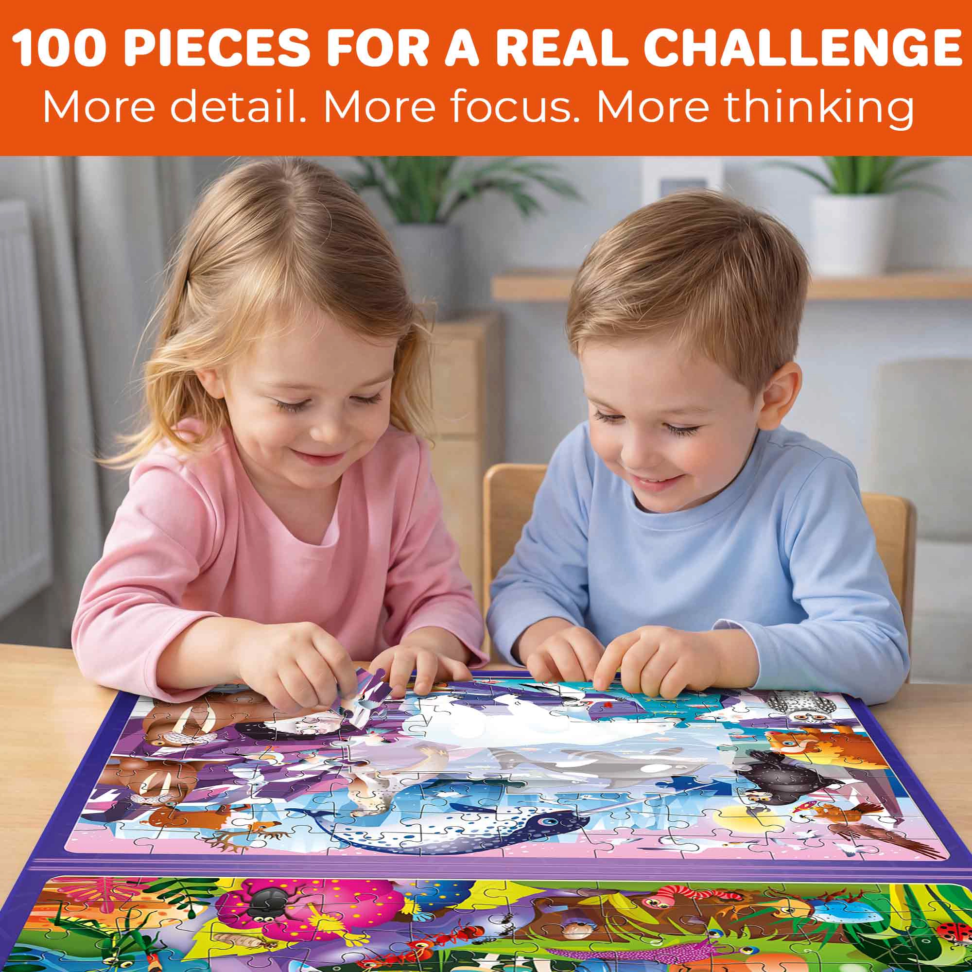 QUOKKA Magnetic Puzzle Book for Kids Ages 3–5, 100-Piece Travel Set with Ocean, Space & Dinosaur Themes