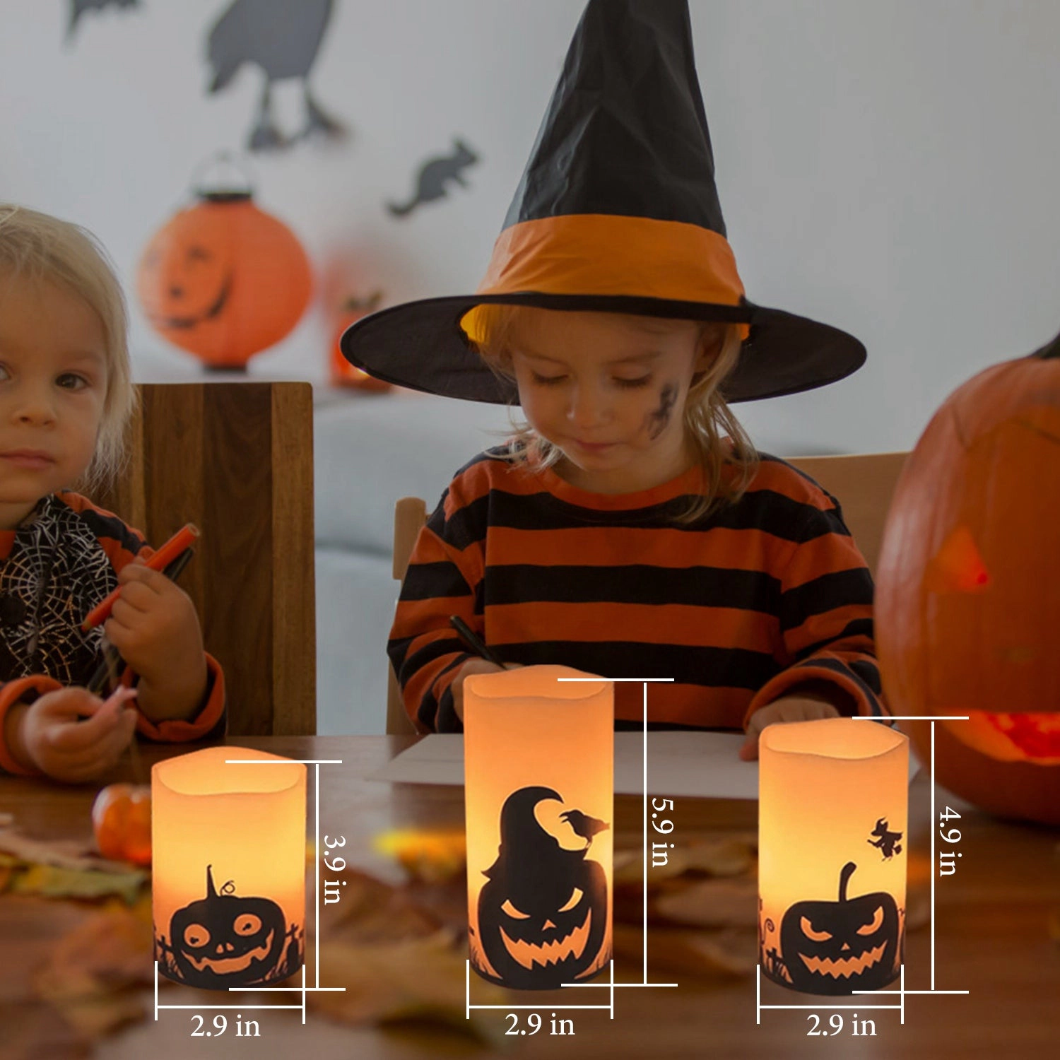 GBruno 3-Pack Timer Halloween Flameless Candle Lamps