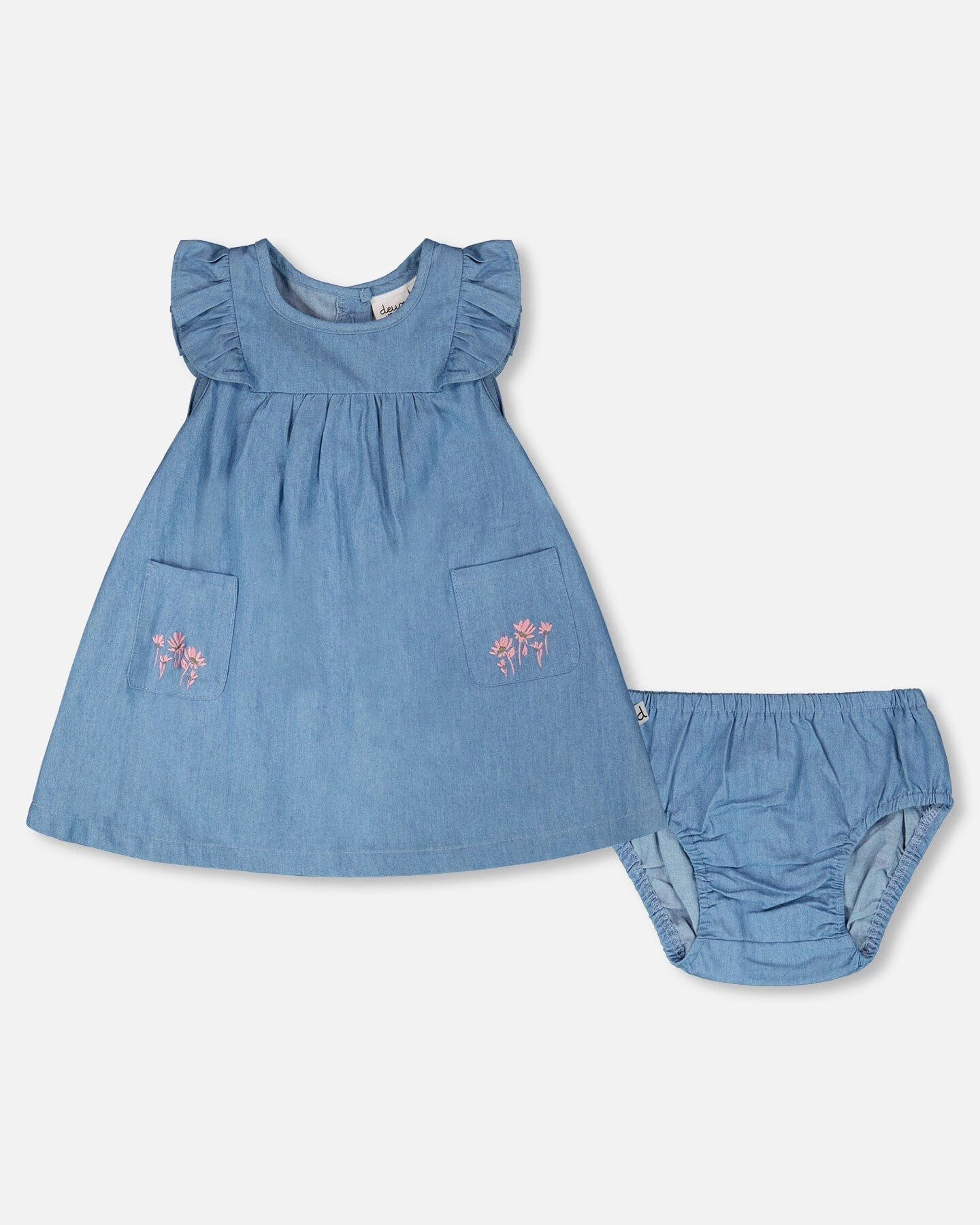 Deux par Girls Chambray Dress and Bloomer Set