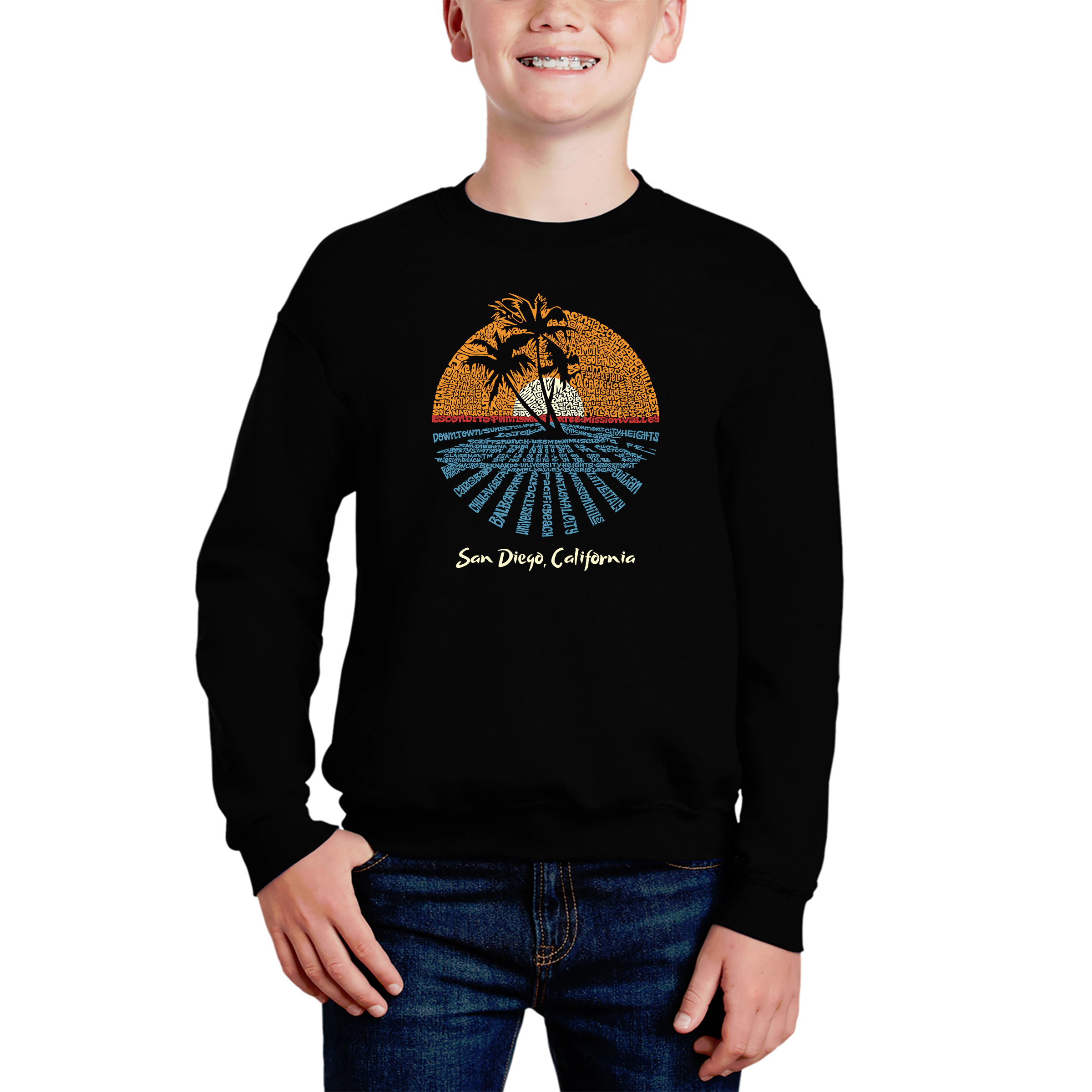 LA Pop Art Boy's Word Sweatshirt - Cities San Diego