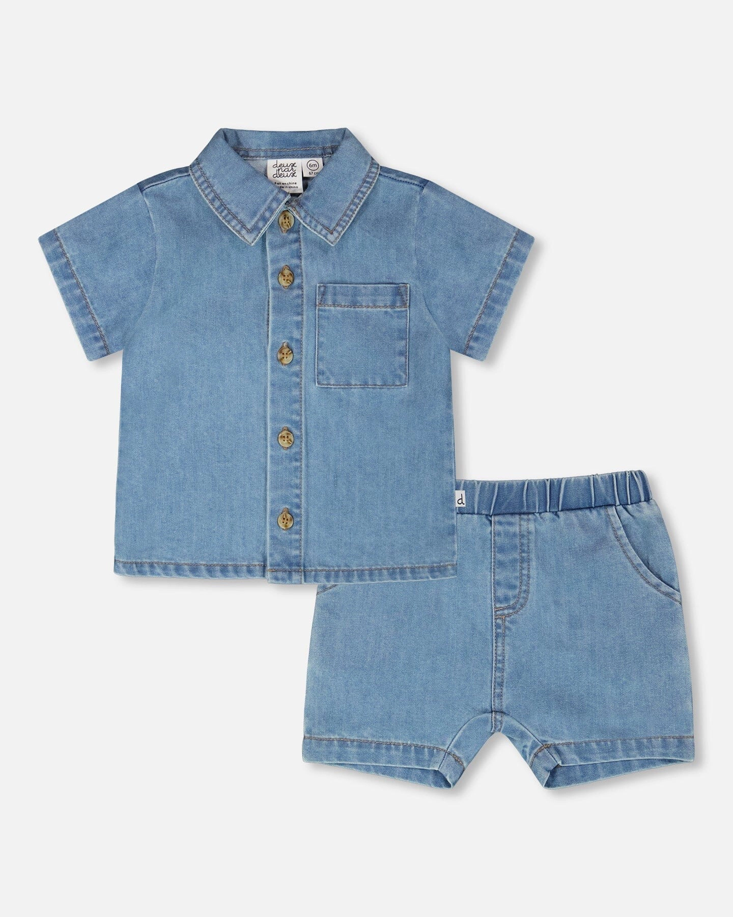 Deux par Boys Chambray Top and Short Set