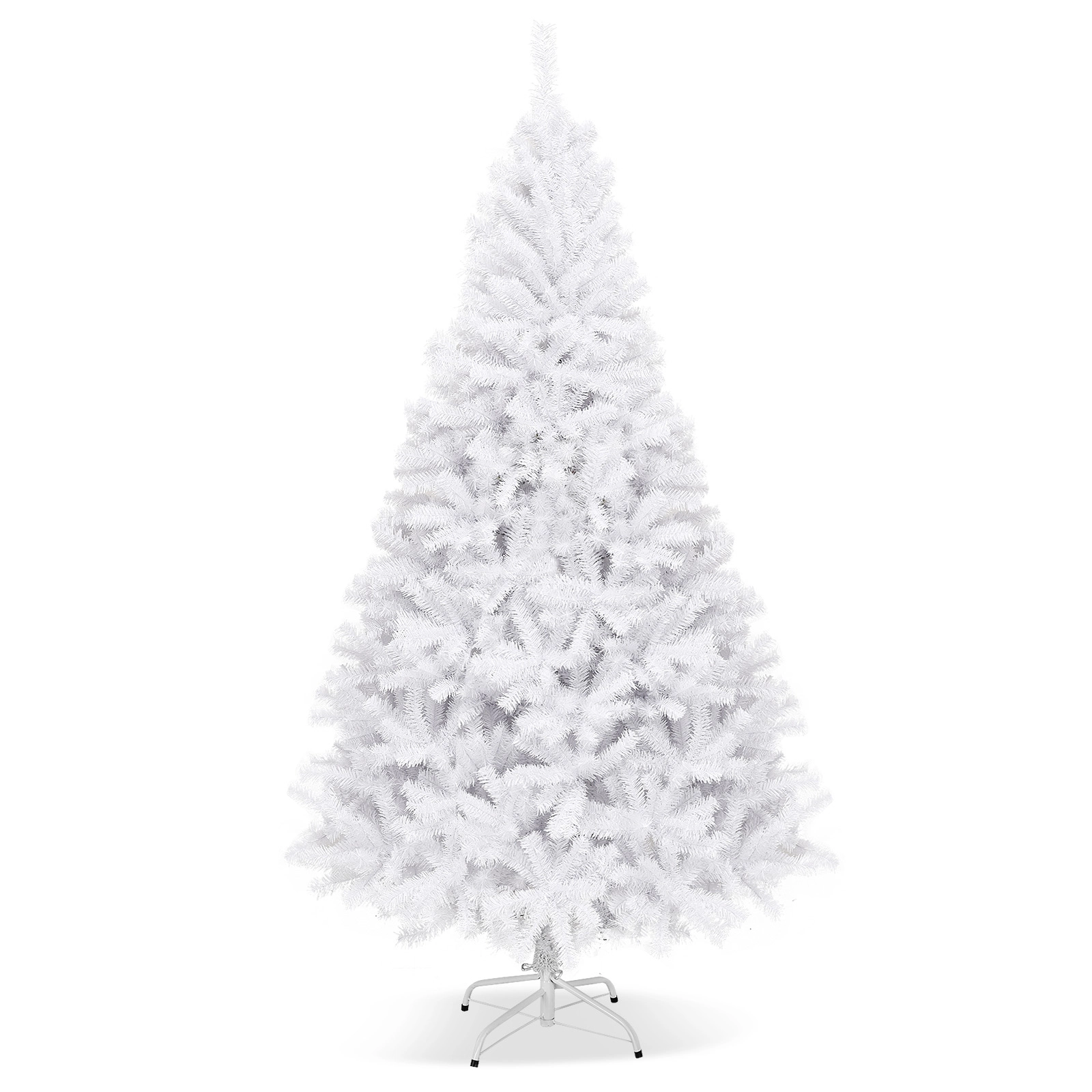 SUGIFT Hinged Artificial Christmas Tree with Metal Stand 7.5-ft White 1346 Tips