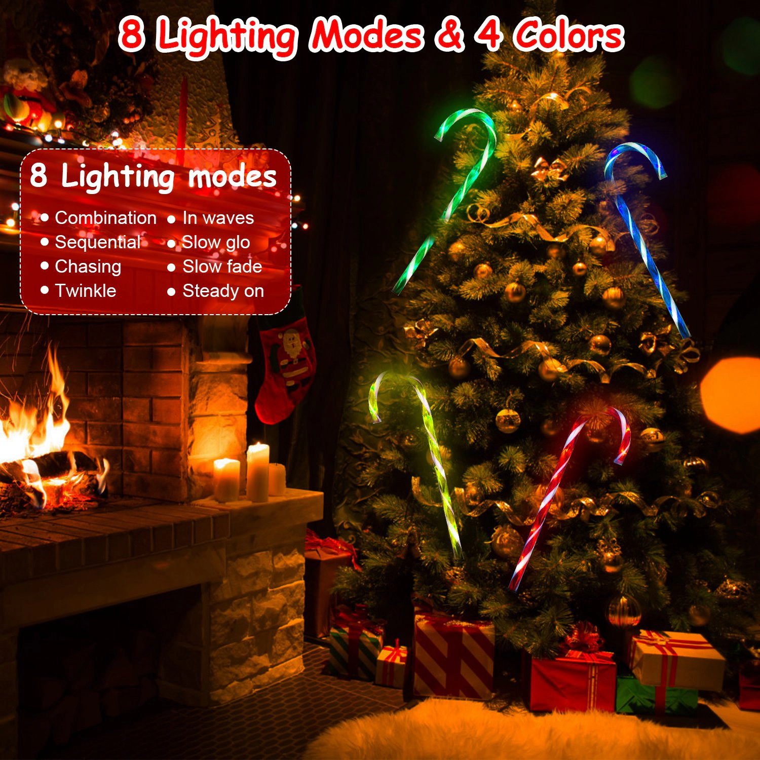 GBruno Solar Waterproof Candy Cane Stake Light
