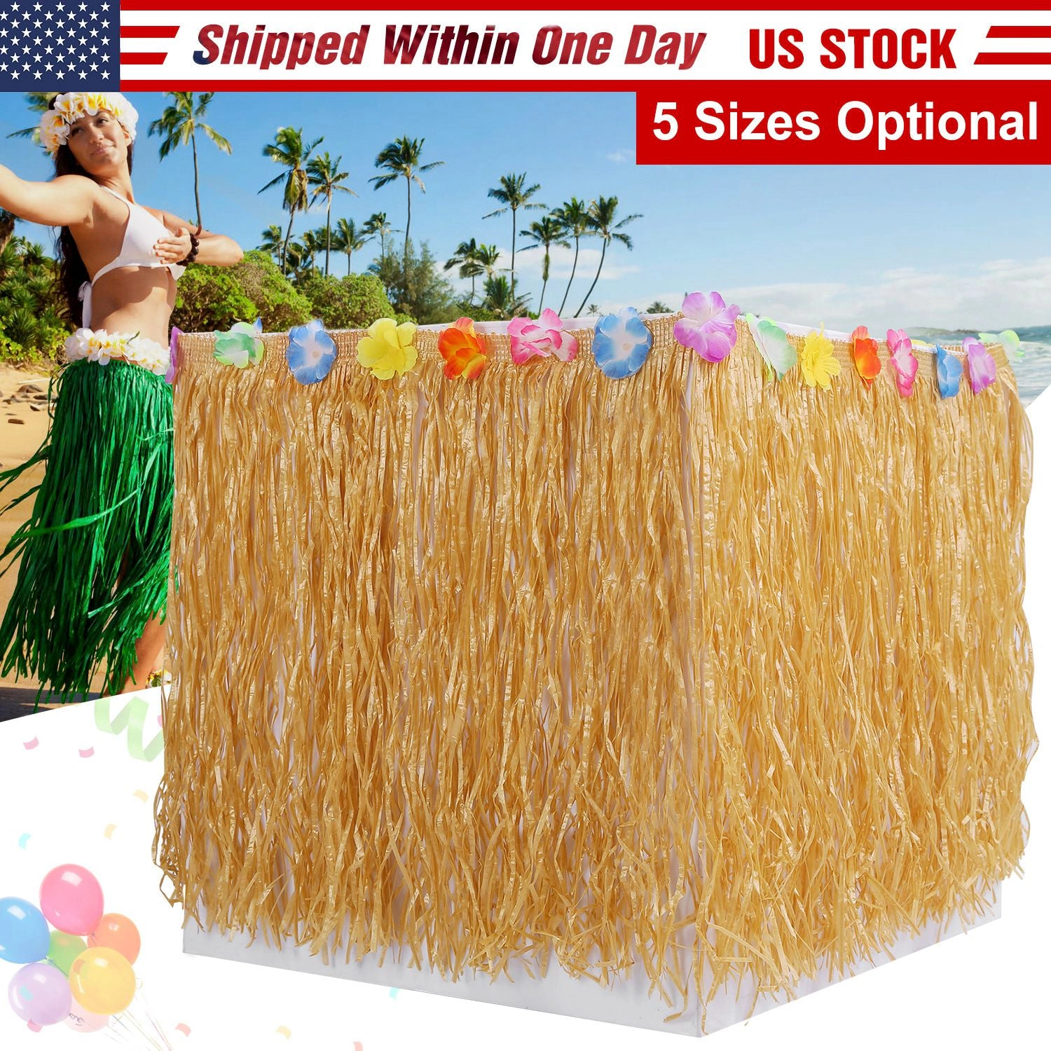 IMounTEK Unisex Hawaiian Grass Table Skirt