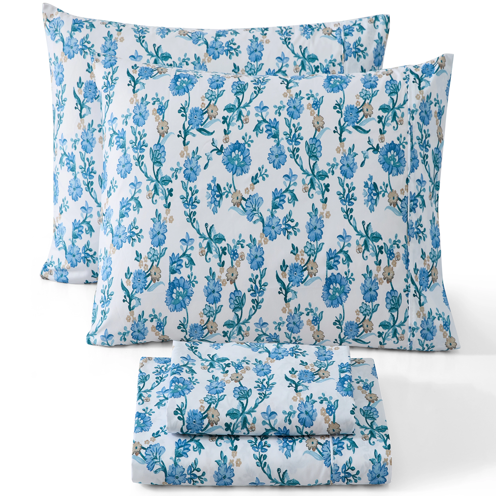 HLC.ME Ditsy Printed Floral Patterned Bed Sheets - Wrinkle Resistant & Ultra Soft Fits Mattresses up to 15 Deep