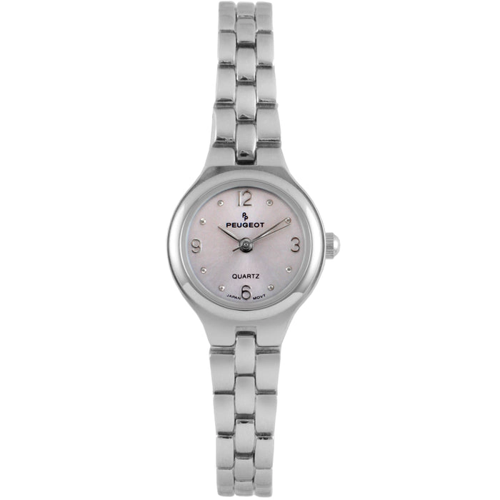 Peugeot Women 22mm Round Silver Self-Adjust Link Bracelet Watch