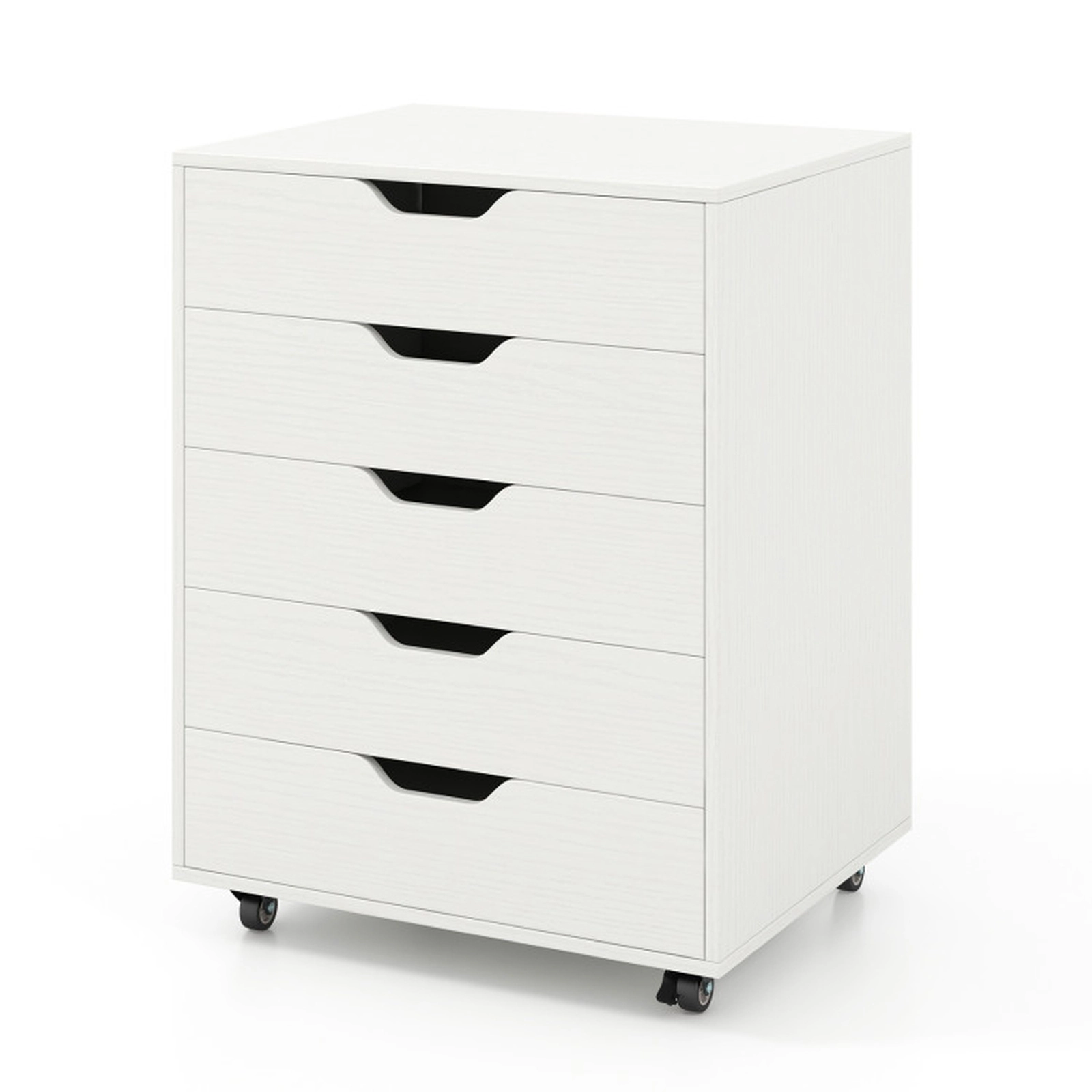 SUGIFT 19-in White 155-lb Capacity 5-Drawer Rolling Storage Cabinet Console with Cut-Out Handles