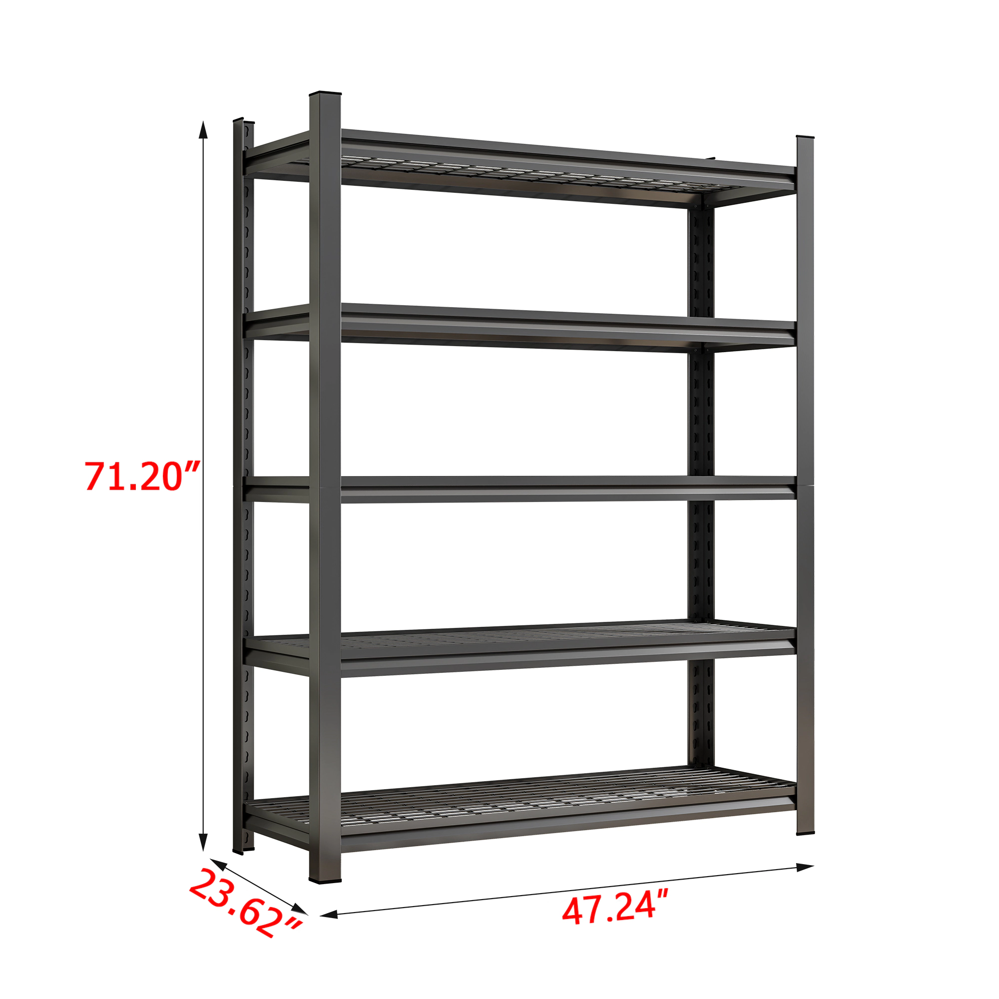 Flynama Black 5-Tier Adjustable Metal Garage Shelf 2500 LBS Capacity Requires Assembly