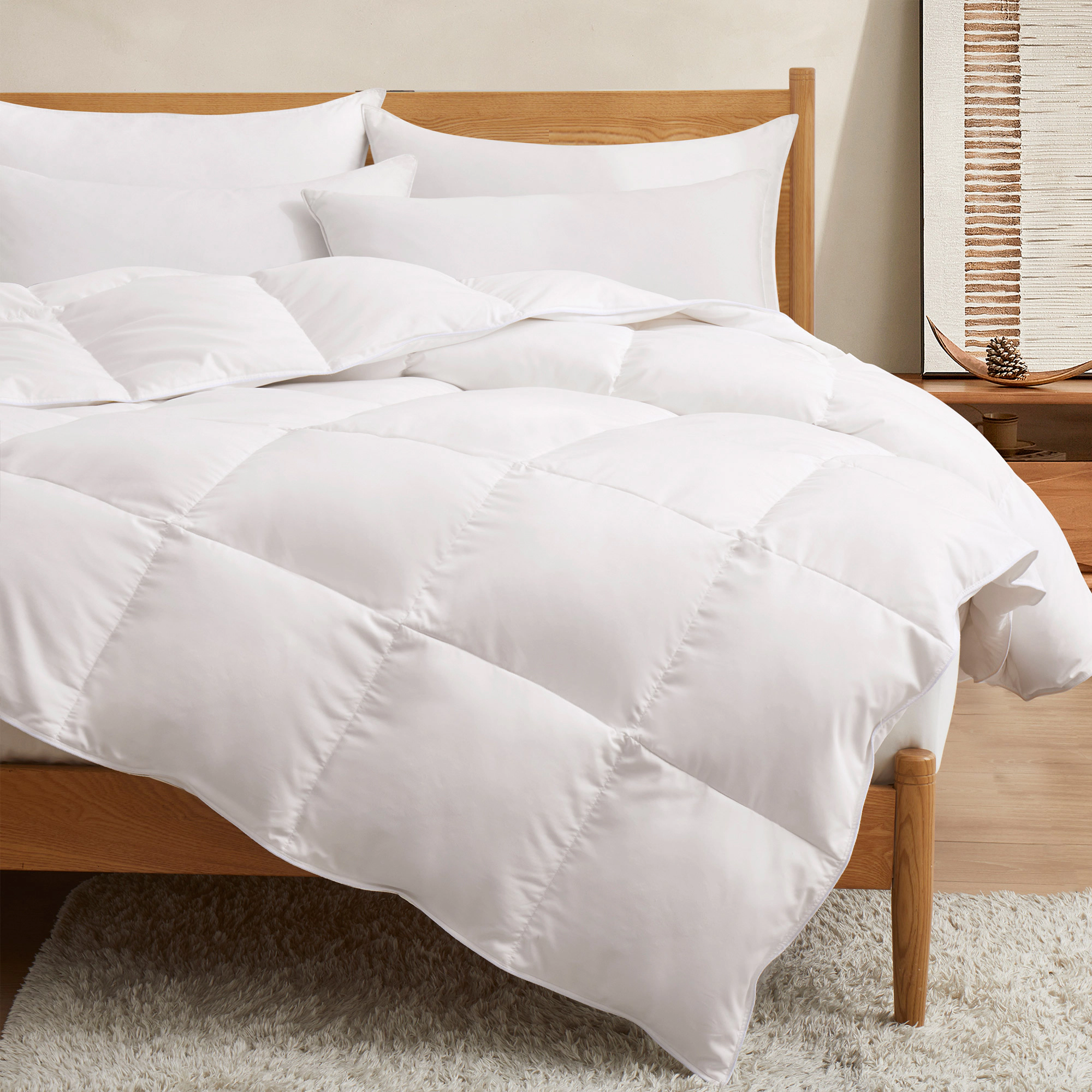 PEACENEST All Season Goose Feather Fiber Comforter Soft Duvet Insert
