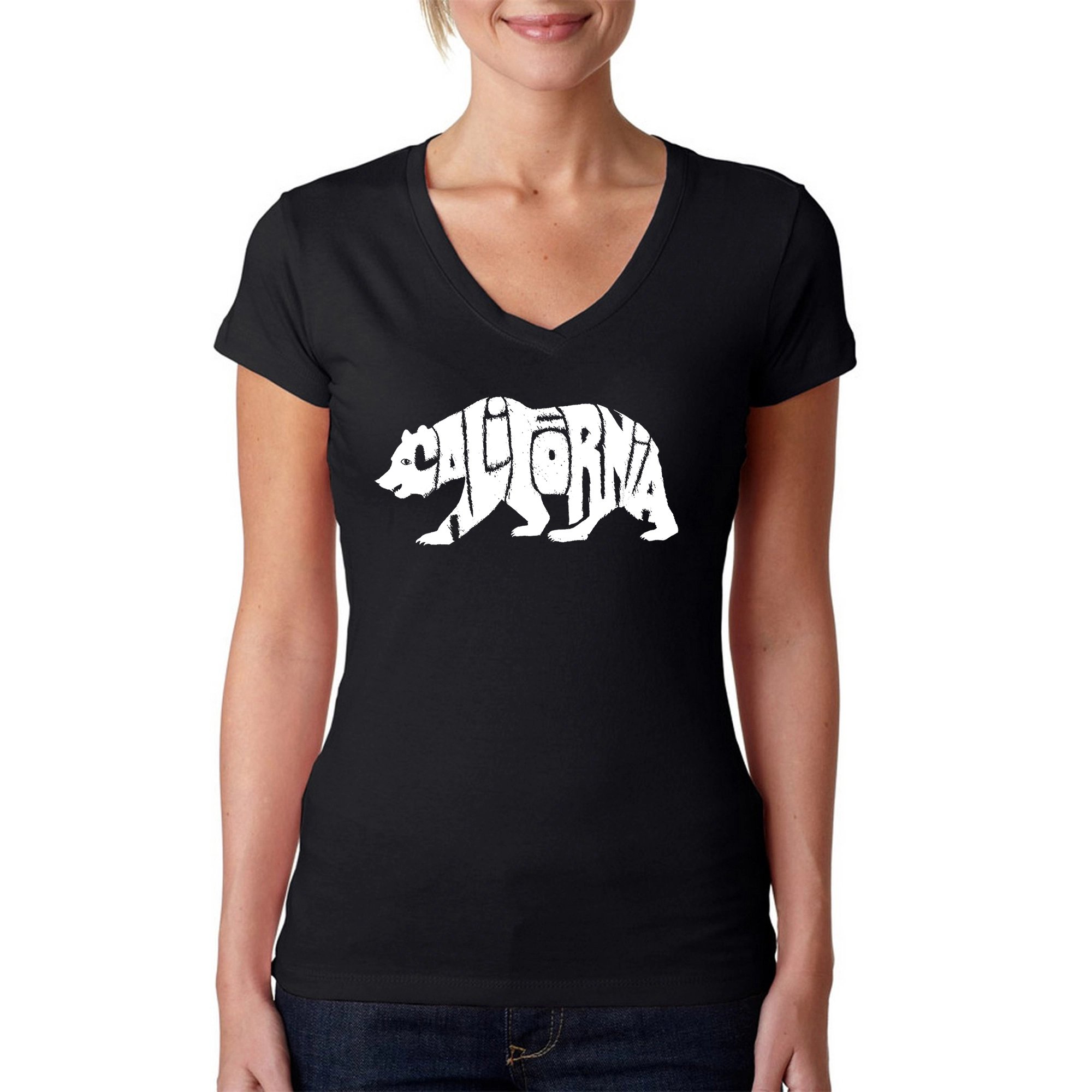 LA Pop Art Womens Word V-Neck T-Shirt