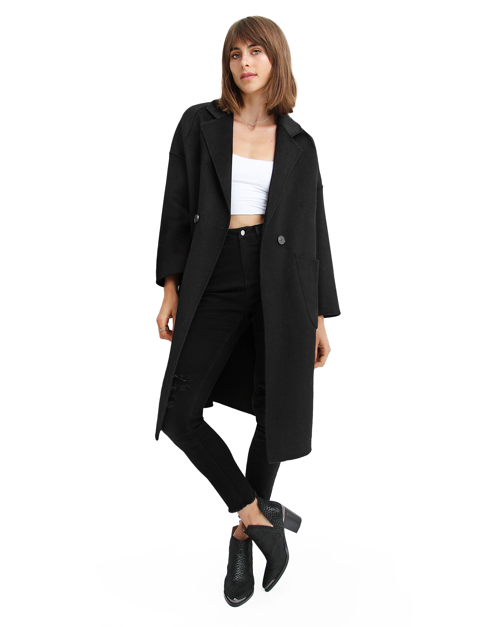 Belle & Bloom Womens Publisher Double-Breasted Wool Blend Coat