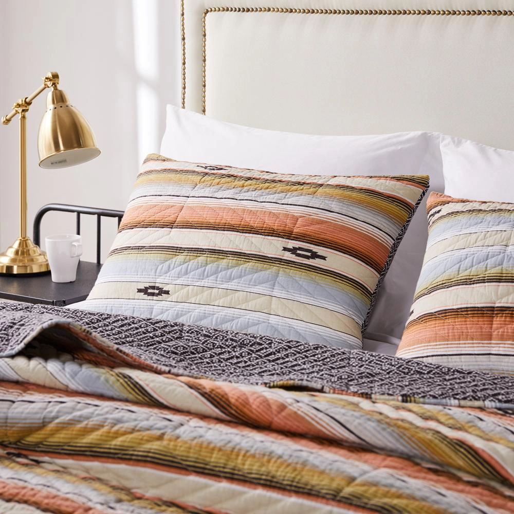 Barefoot Bungalow Painted Desert Colorful Bohemian Striped Pillow Sham King 20x36inch Rose