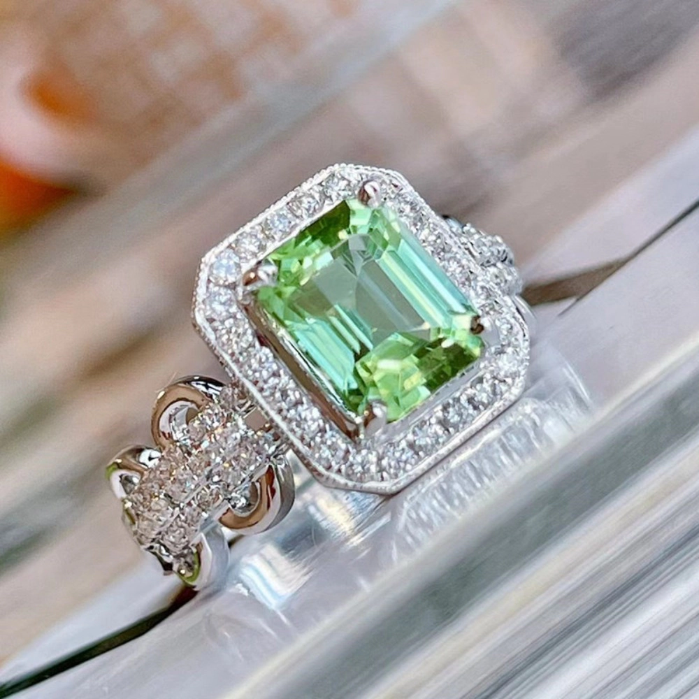 Women Promise Cz Engagement Ring Vintage Lace Rectangular Ring