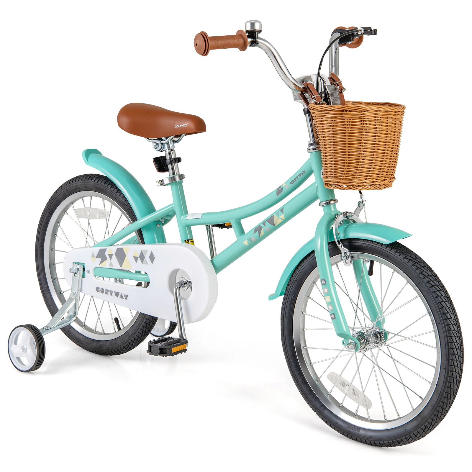 LJG Kids Bike Bicycle with Training Wheels and 2 Brake System