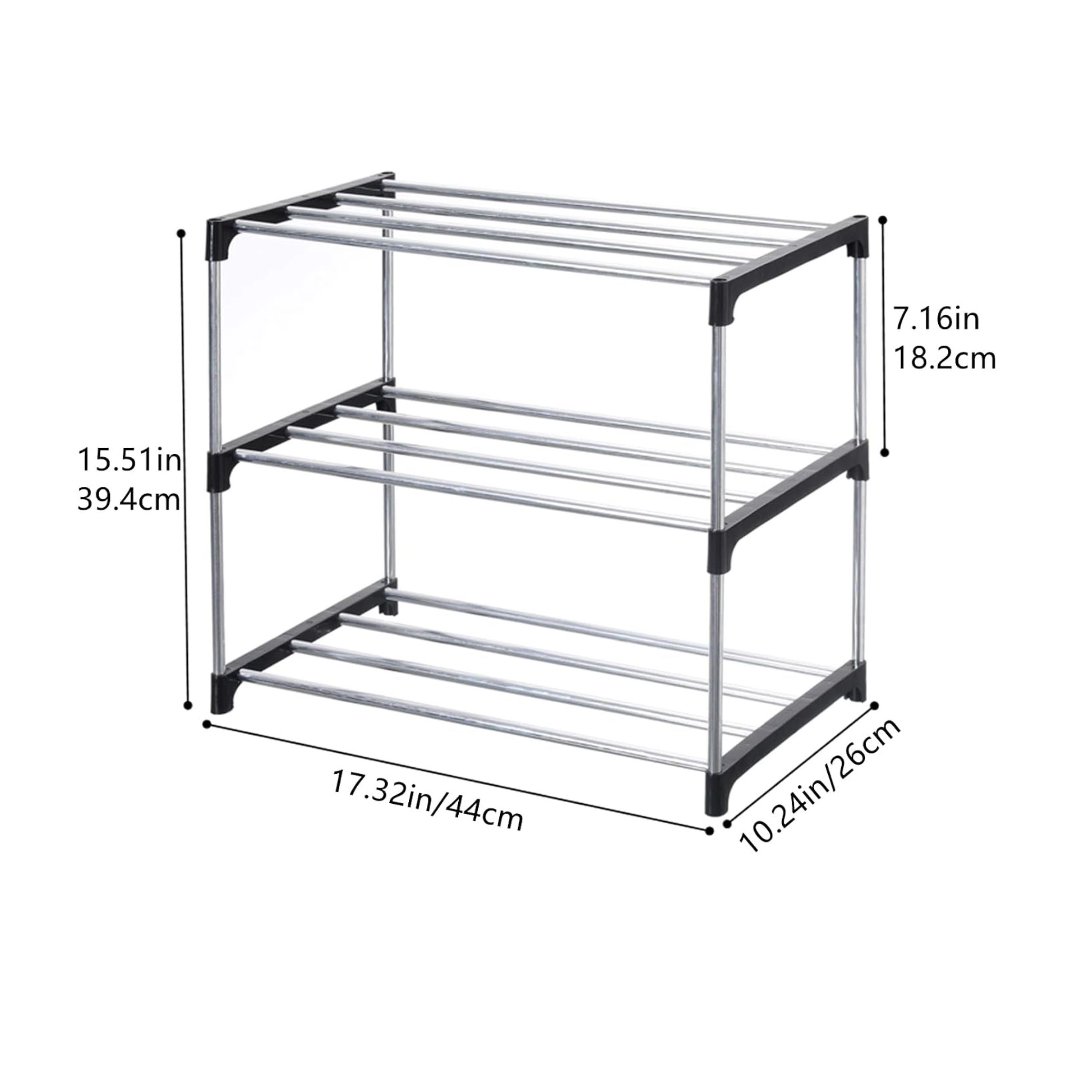 Stock Preferred Stackable 3 Tier Small Shoe Rack Space Saving Organizer for Entryway Closet and Hallway