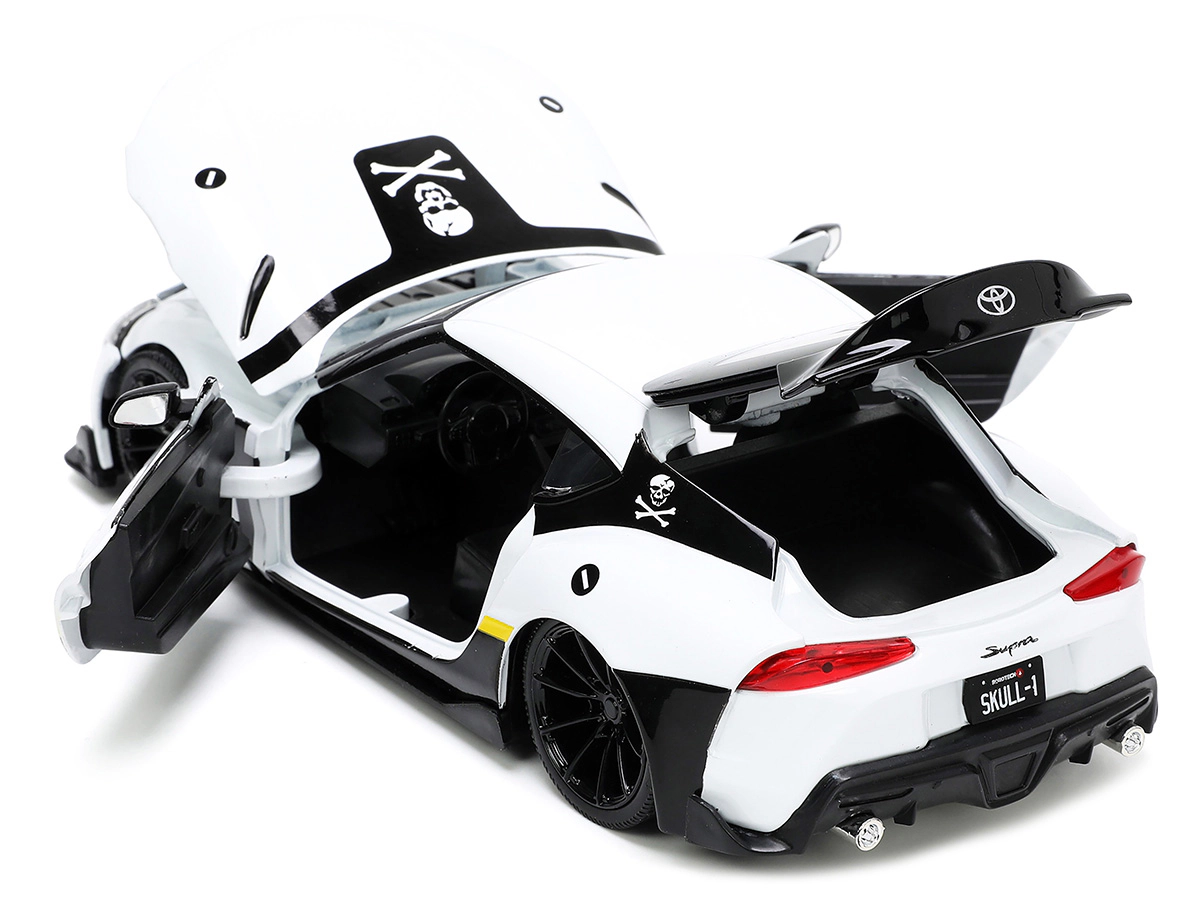 Jada Collectible 2020 Toyota Supra White And Roy Focker Diecast Figurine "Robotech" "Hollywood Rides" Series 1/24