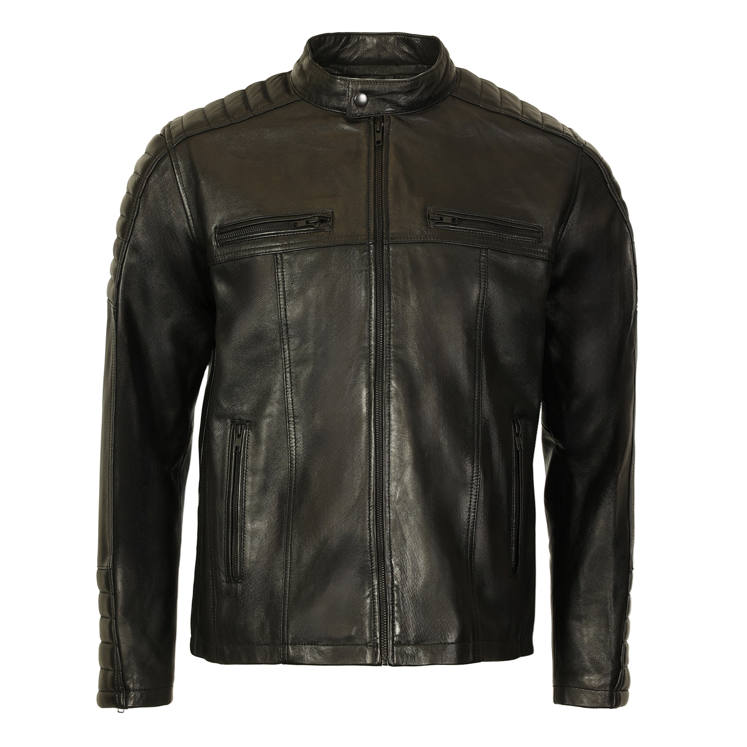 Gioberti Men's Stand Collar Motorcycle Leather Bomber Jacket