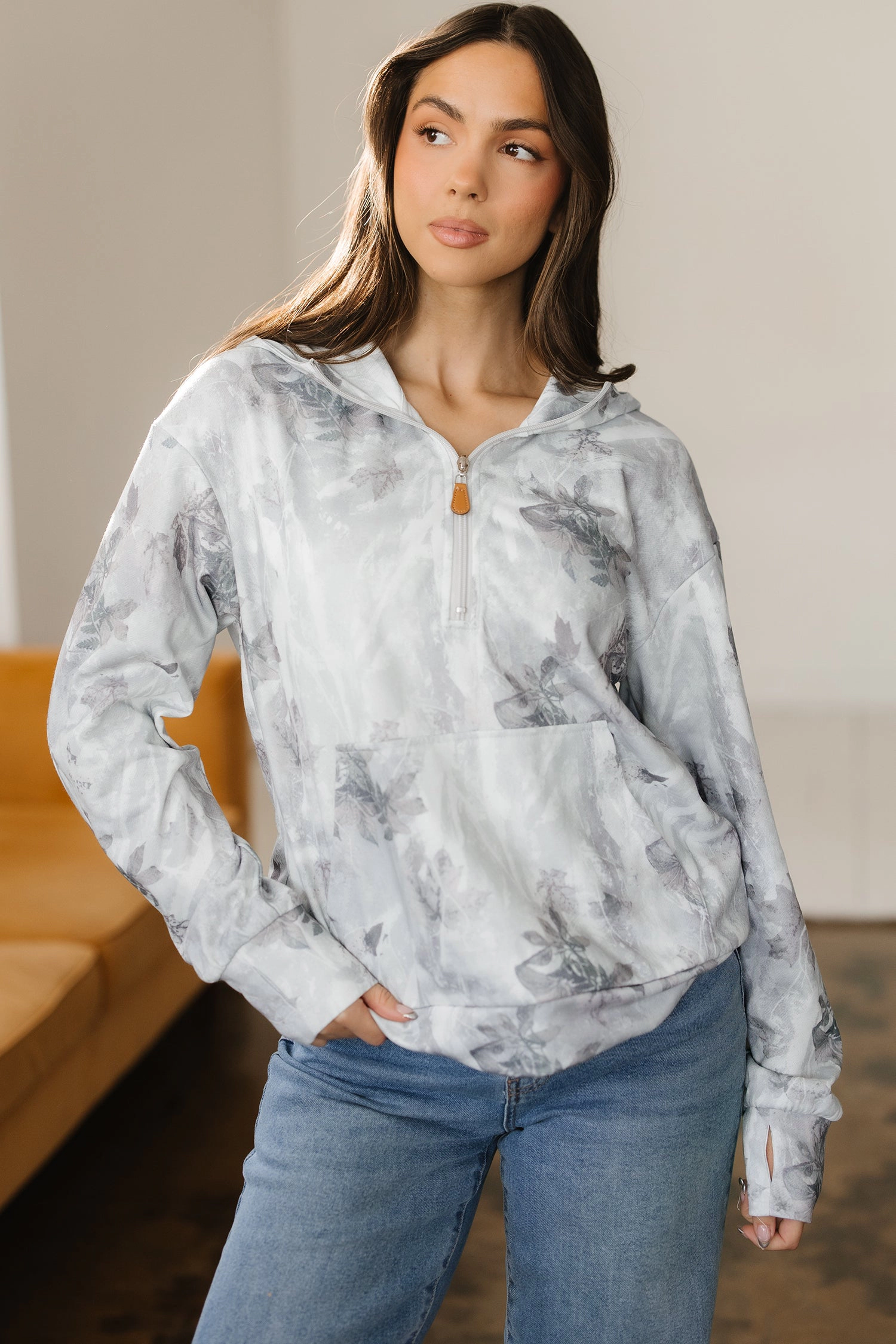 Threaded Pear Women's Sariyah Kangaroo Quarter Zip Hoodie