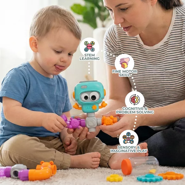Sperric Build & Splash Baby & Toddler Bath Toys, Educational Water Set w/ Valves & Tubing STEM Building Baby Bath Toys