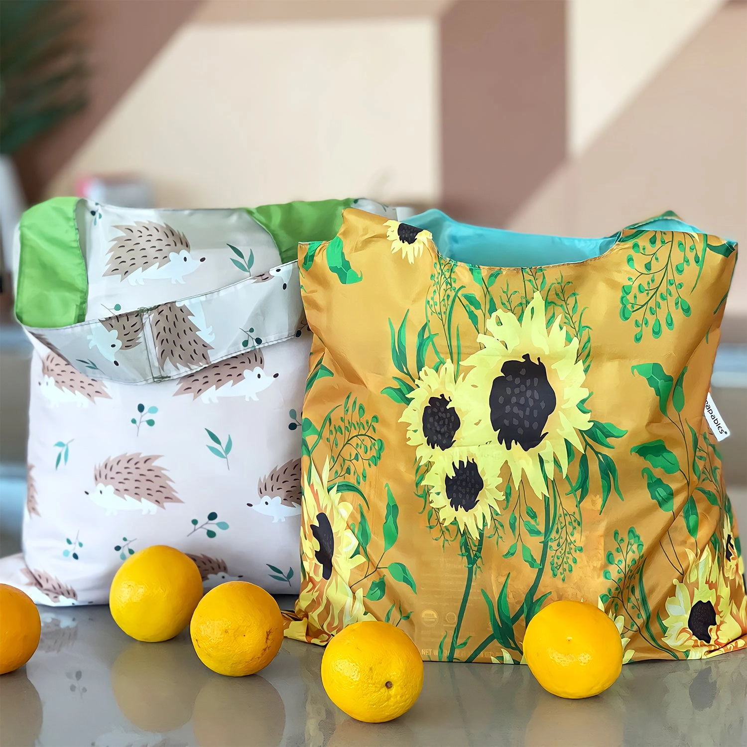 Wrapables AllyBag Collection Reusable Grocery Shopping Bag, Sunflowers Harvest