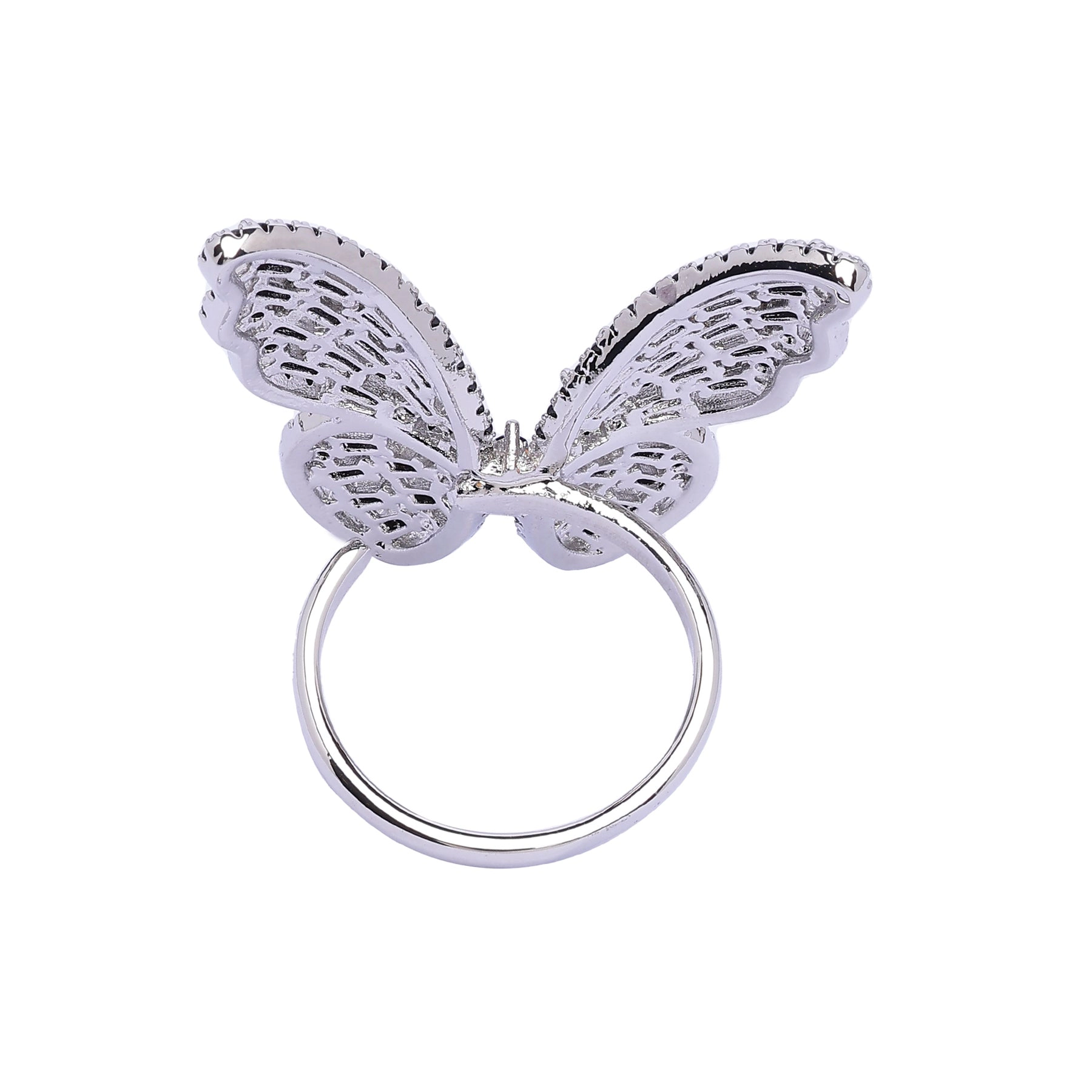 AGP Paris Women's Butterfly Sparkle Adjustable Ring