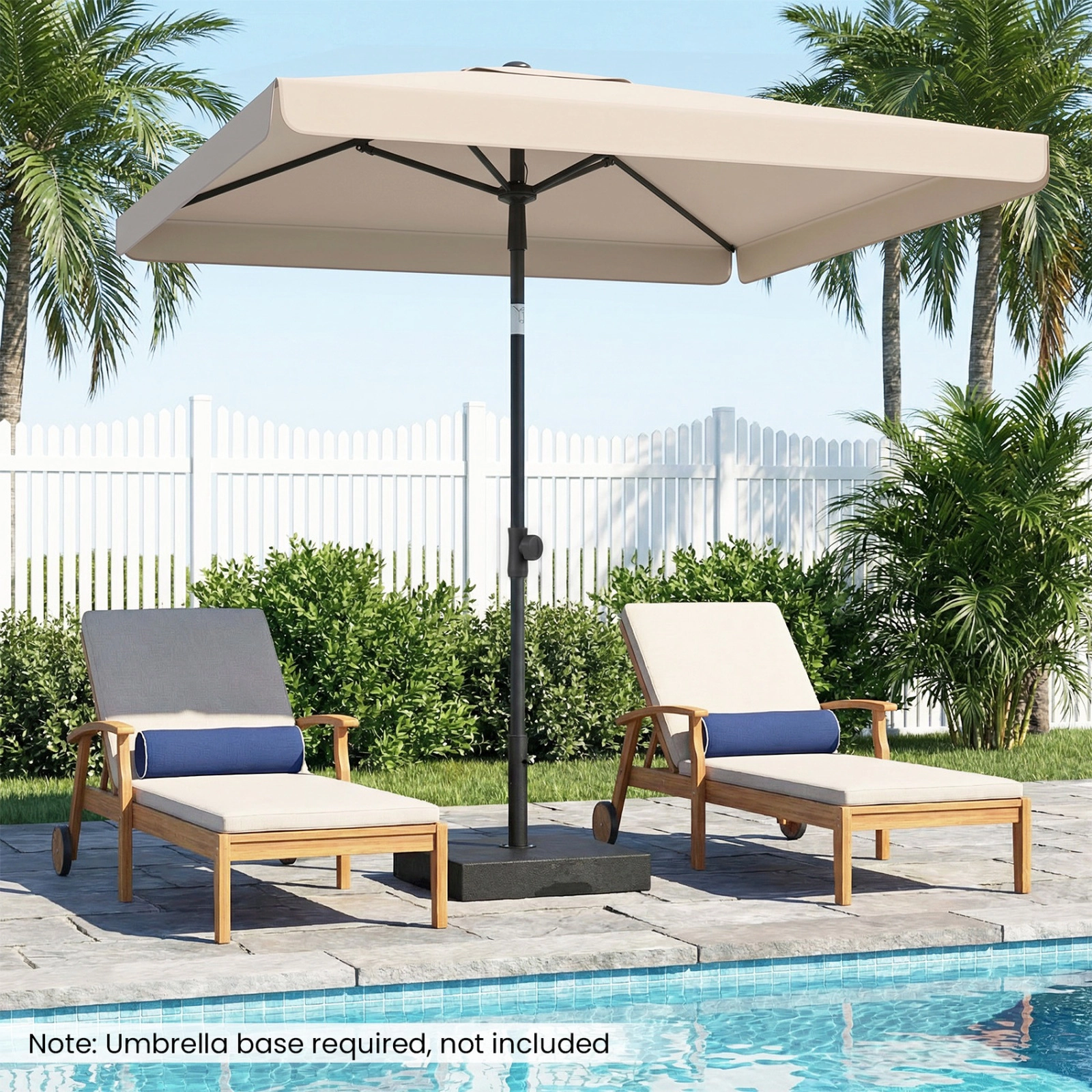 SUGIFT Beige 6.5 x 4.3 ft Rectangular Balcony Umbrella with Tilt Button and Carry Bag