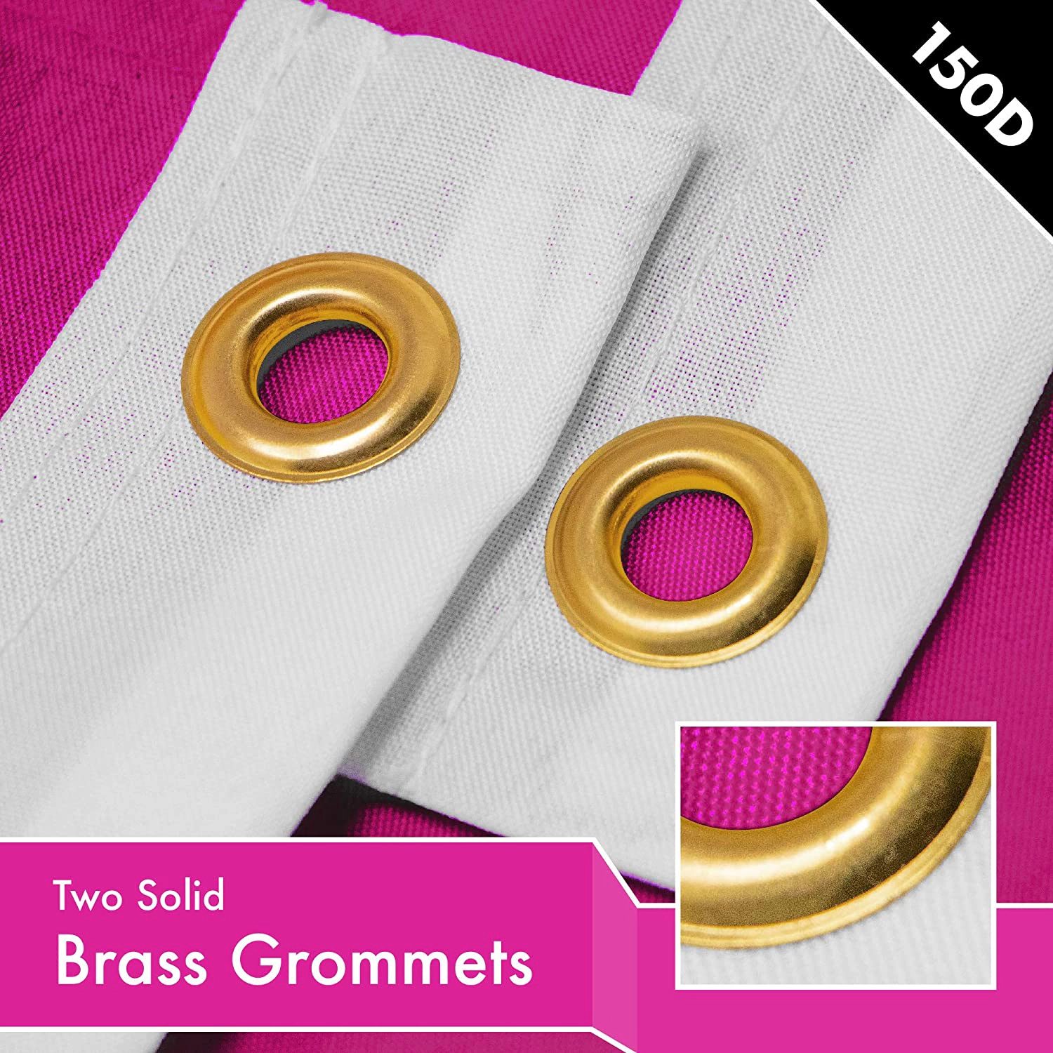 G128 Solid Pink Flag 3x5 ft, 150D Polyester, Dye-Sublimated, Brass Grommets, Double-Stitched