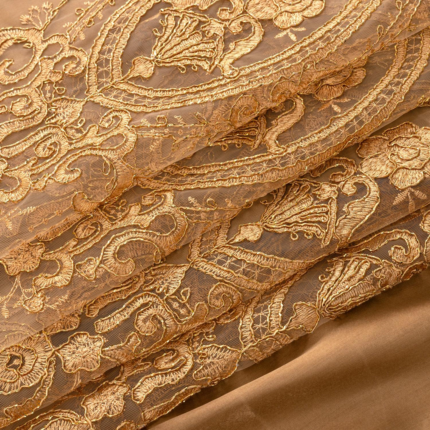 RT Designers Collection Daisy Embroidery Grommet Curtain Panel With Attached Valance 54" x 84" Gold/Gold