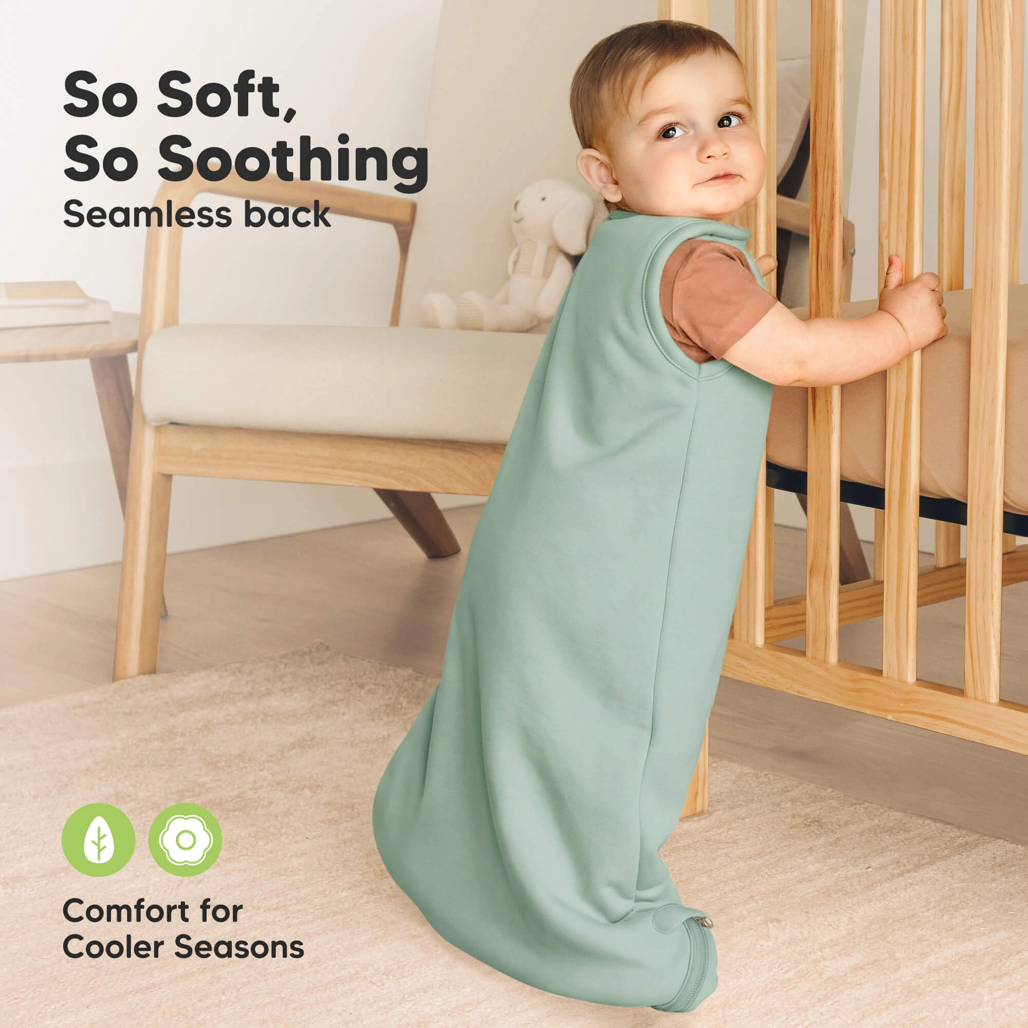 KeaBabies Soothe Sleep Sack, 2-Pack Organic Cotton Baby Wearable Blanket 1.5 TOG