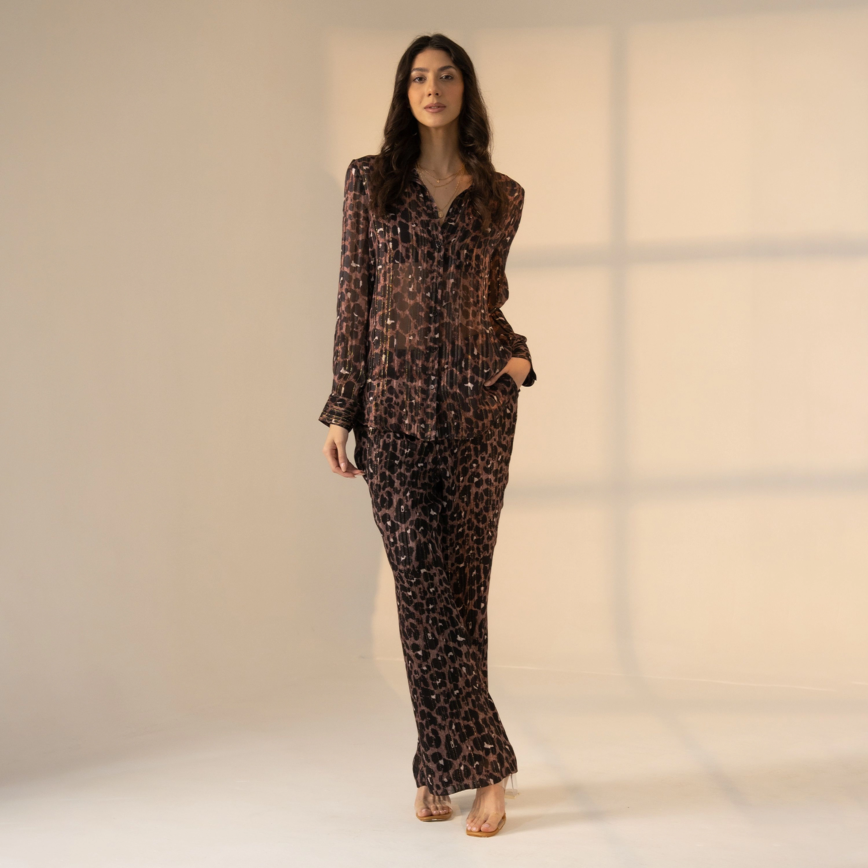 Rose & Nancy Women's Indira Chocolate Animal Print Shirt