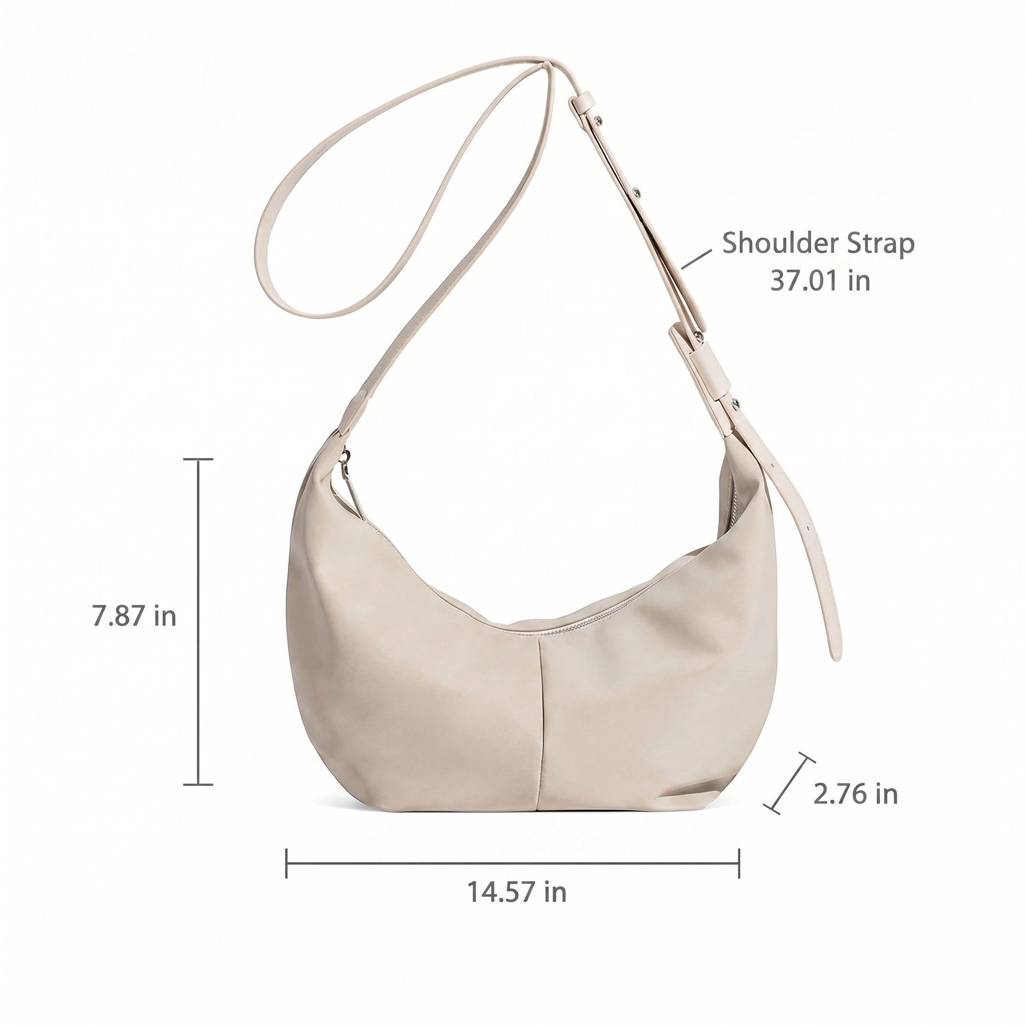 Alilang Women's Soft Faux Leather Crescent Shoulder Bag Adjustable Strap Slouchy Everyday Crossbody Purse