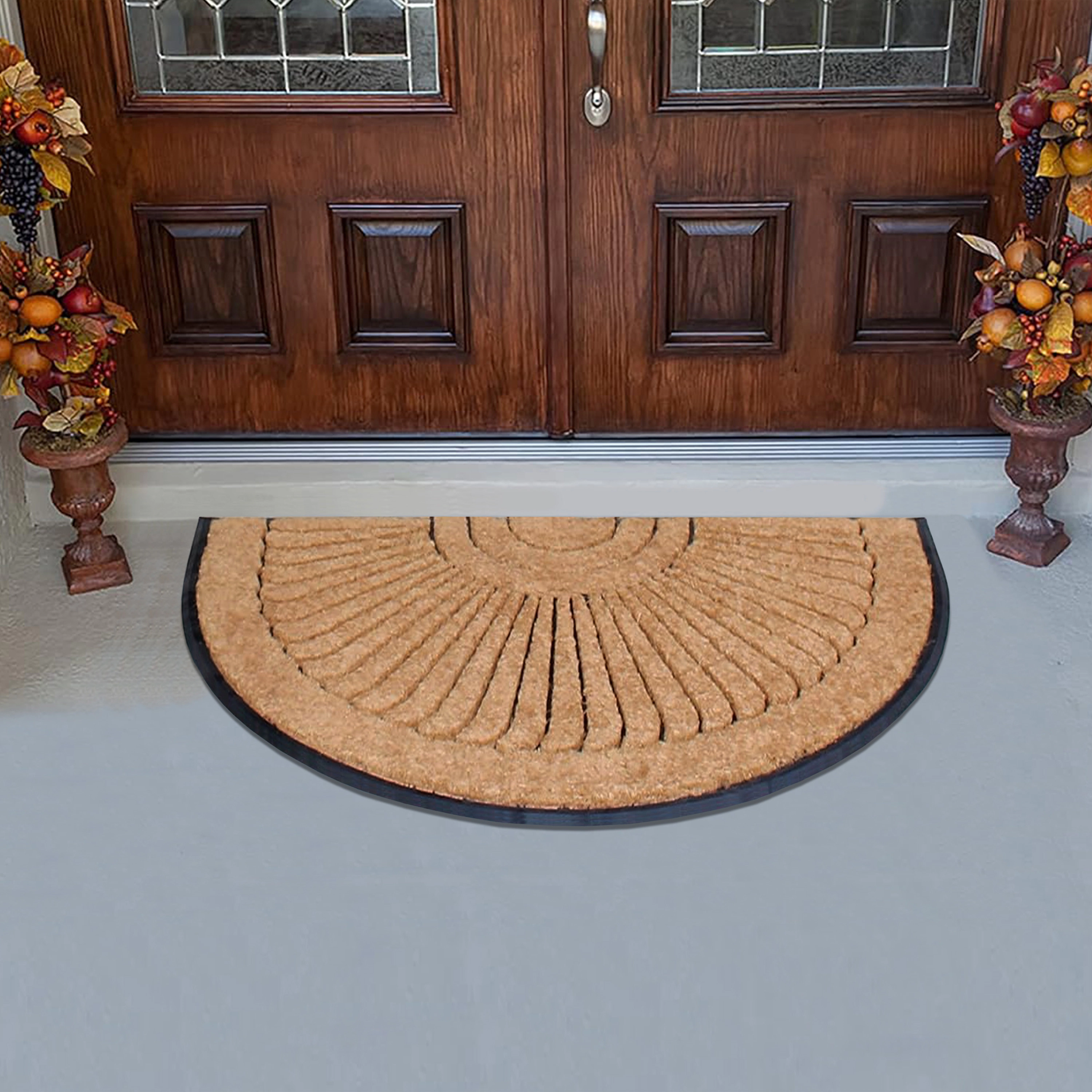 A1HC Coir and Rubber Door Mat 30x48 Inches Heavy Duty Durable Long-Lasting Sunburst Semicircle