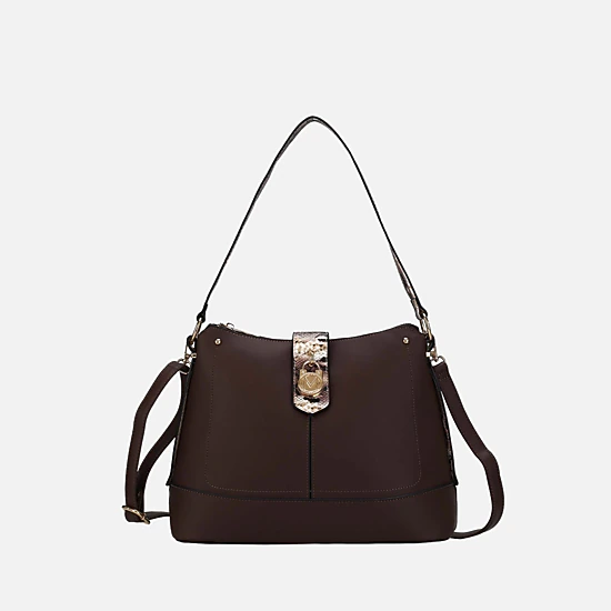 Mia K Collection Ezra Shoulder Bag - Vegan Leather, Snake-Embossed